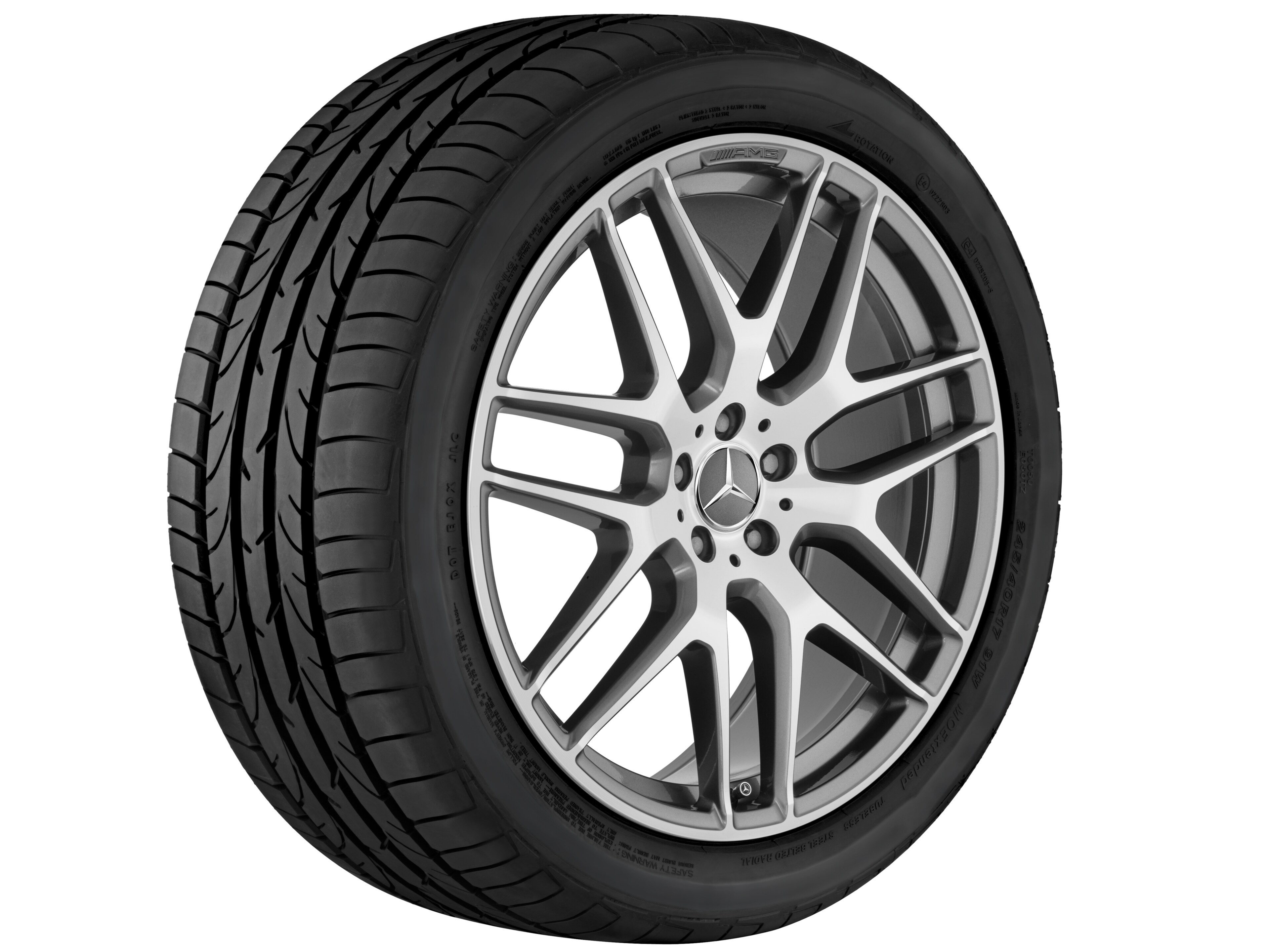 AMG lättmetallfälg, i kryssekerdesign, 53,3 cm (21 tum) - 10 J x 21 ET 46, titangrå, glanssvarvad
