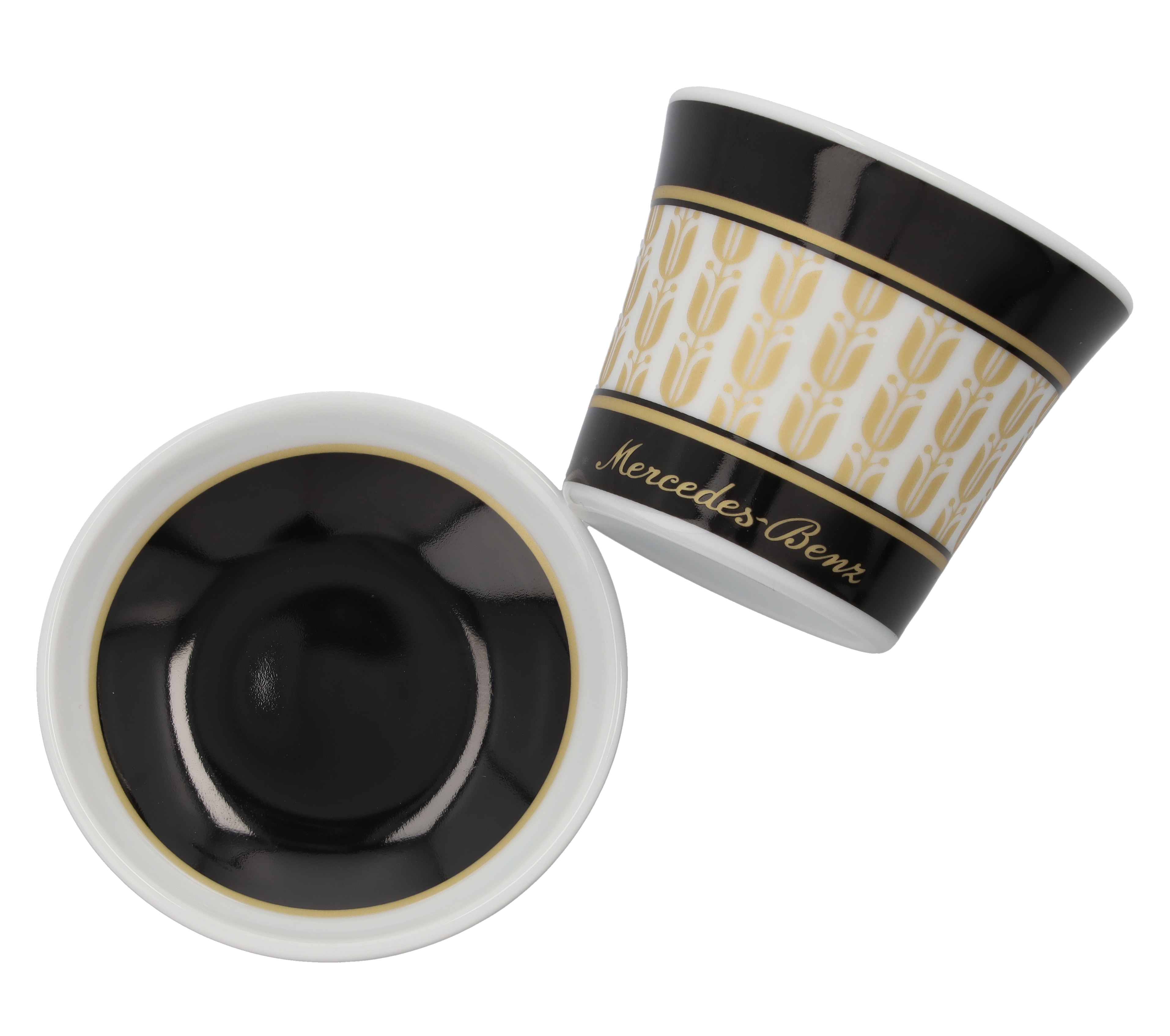 Espressokoppar, Set, 4-delat - svart / vit / guldfärgad, Porslin, 90 ml, Kahla