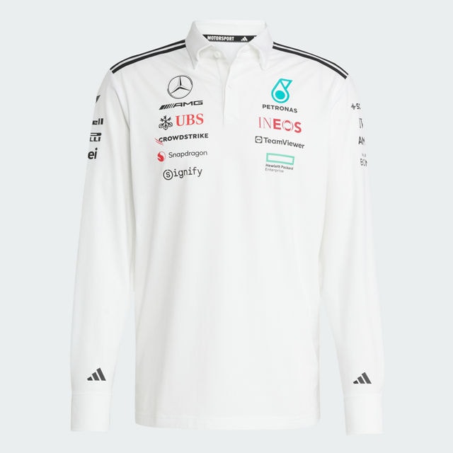 Långärmad pikétröja herr, Team, Mercedes-AMG F1 - vit, M