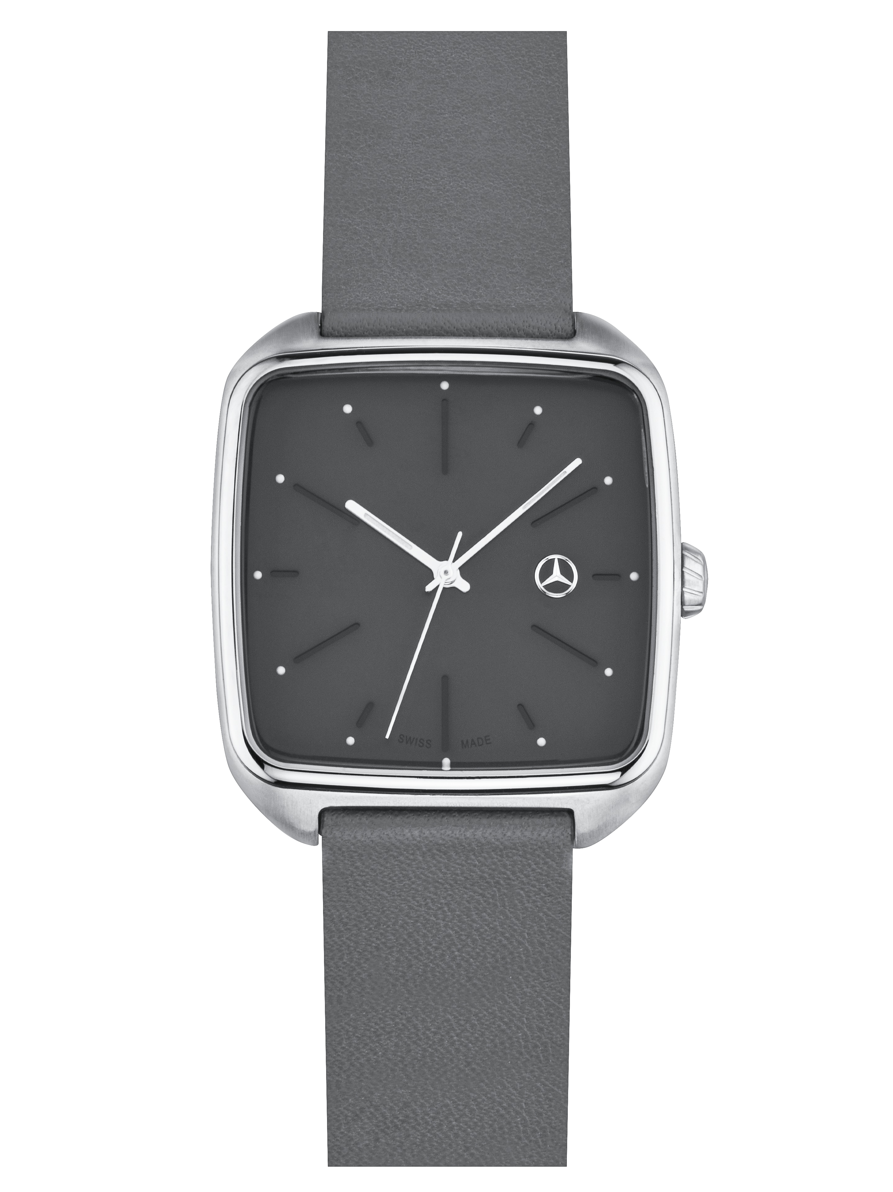 Armbandsur herr, Modern - antracit / silverfärg / svart, Rostfritt stål / Kalvskinn