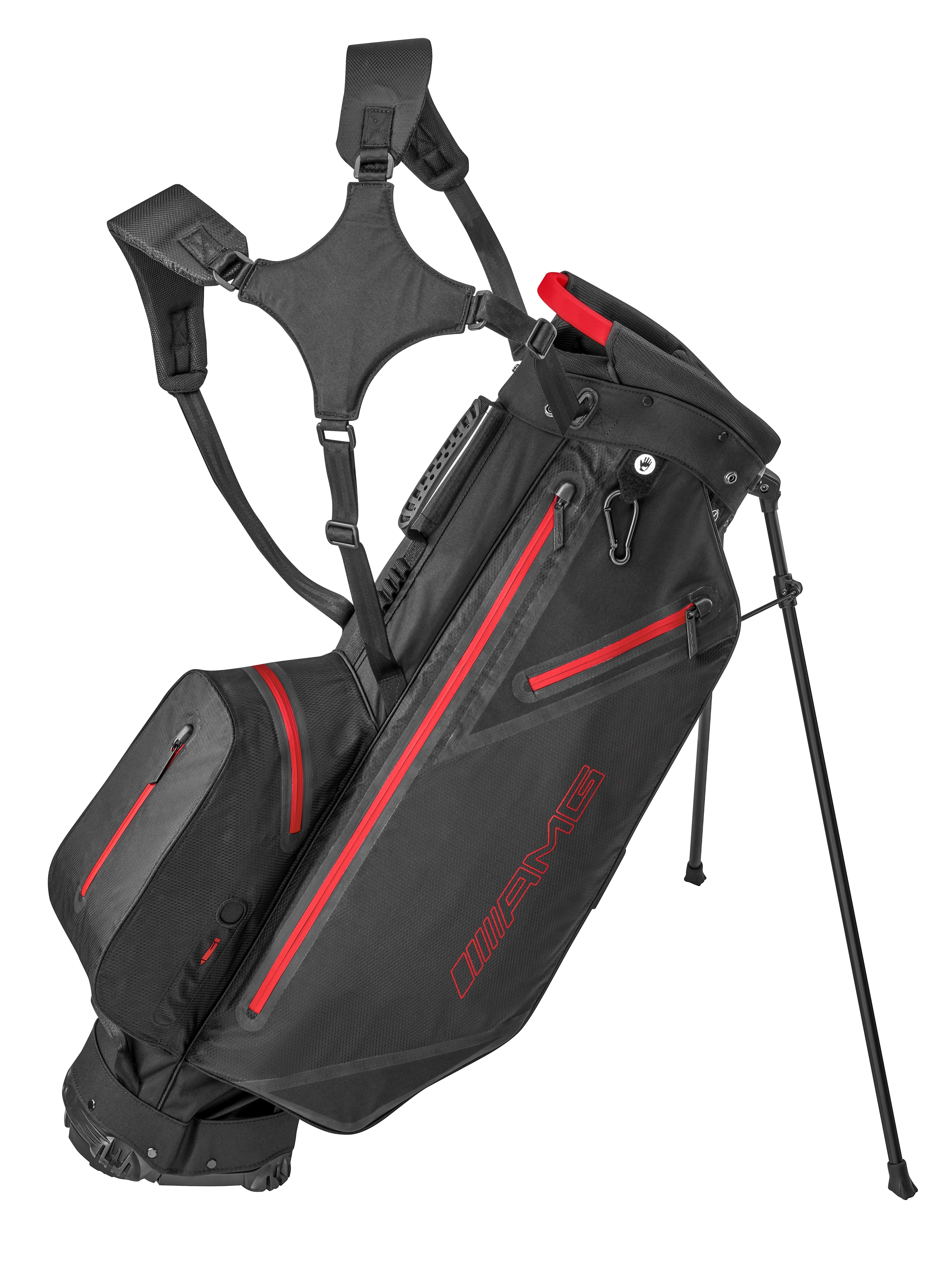 AMG golfbag - svart / röd, Polyamid