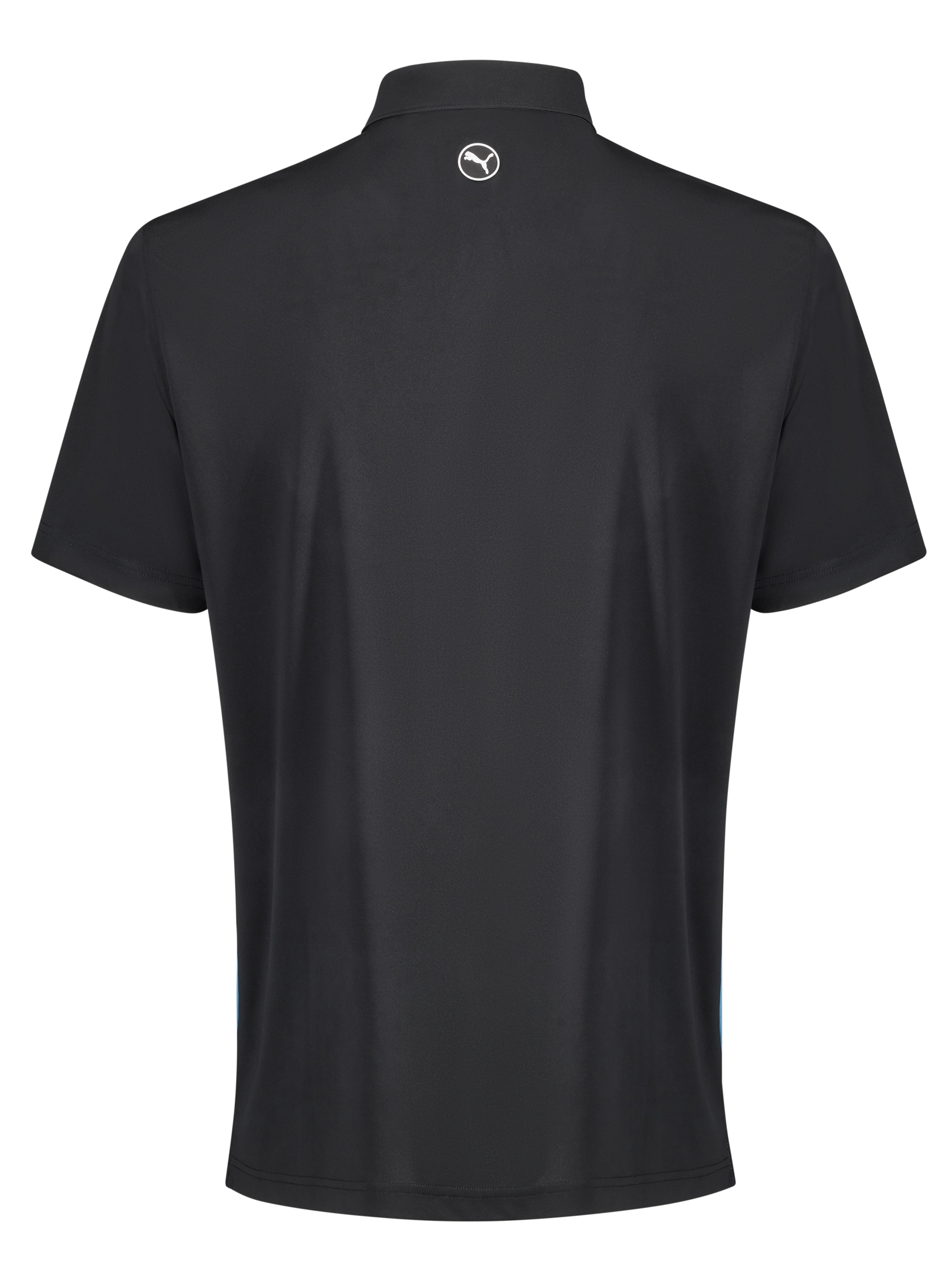 Golfpikétröja herr, Ren färgblock - black / Aqua Blue / white, S