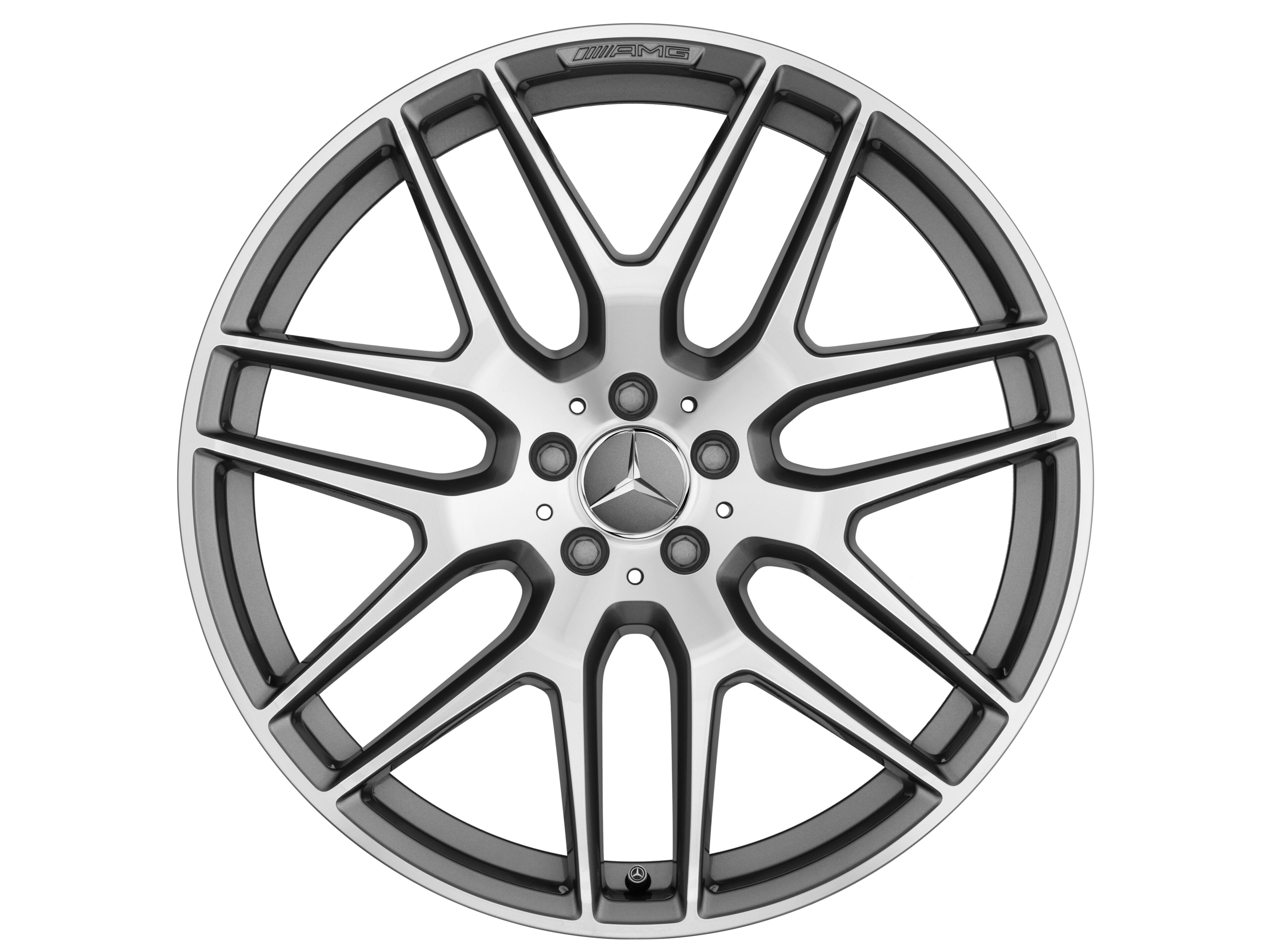AMG lättmetallfälg, i kryssekerdesign, 53,3 cm (21 tum) - 10 J x 21 ET 46, titangrå, glanssvarvad