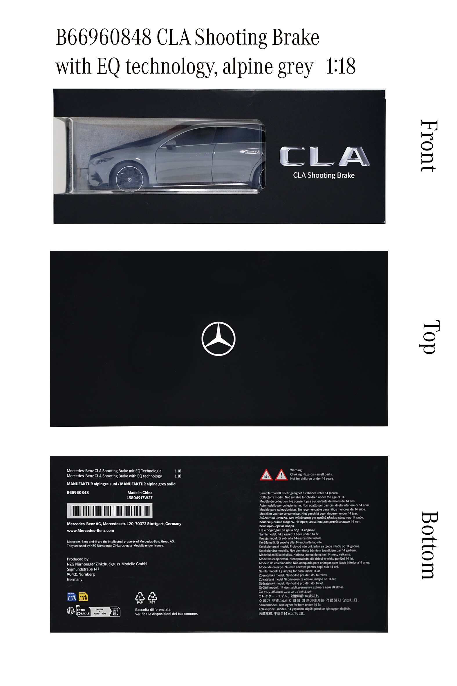 CLA, Shooting Brake, X174 - MANUFAKTUR alpingrå solid, NZG, 1:18