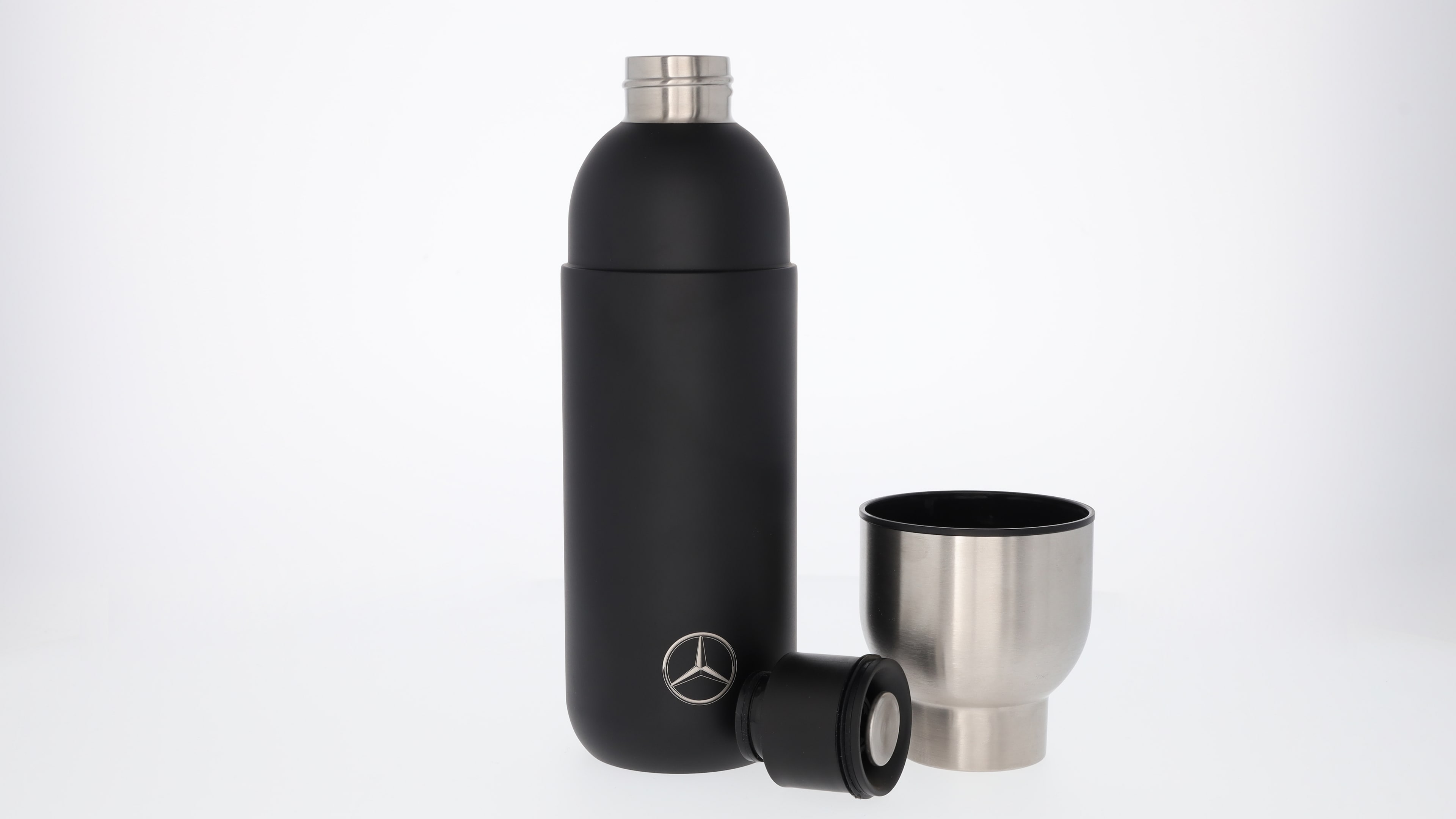 Isolerad flaska med kopp - svart, Rostfritt stål / Polypropylen, Stelton, 750 ml