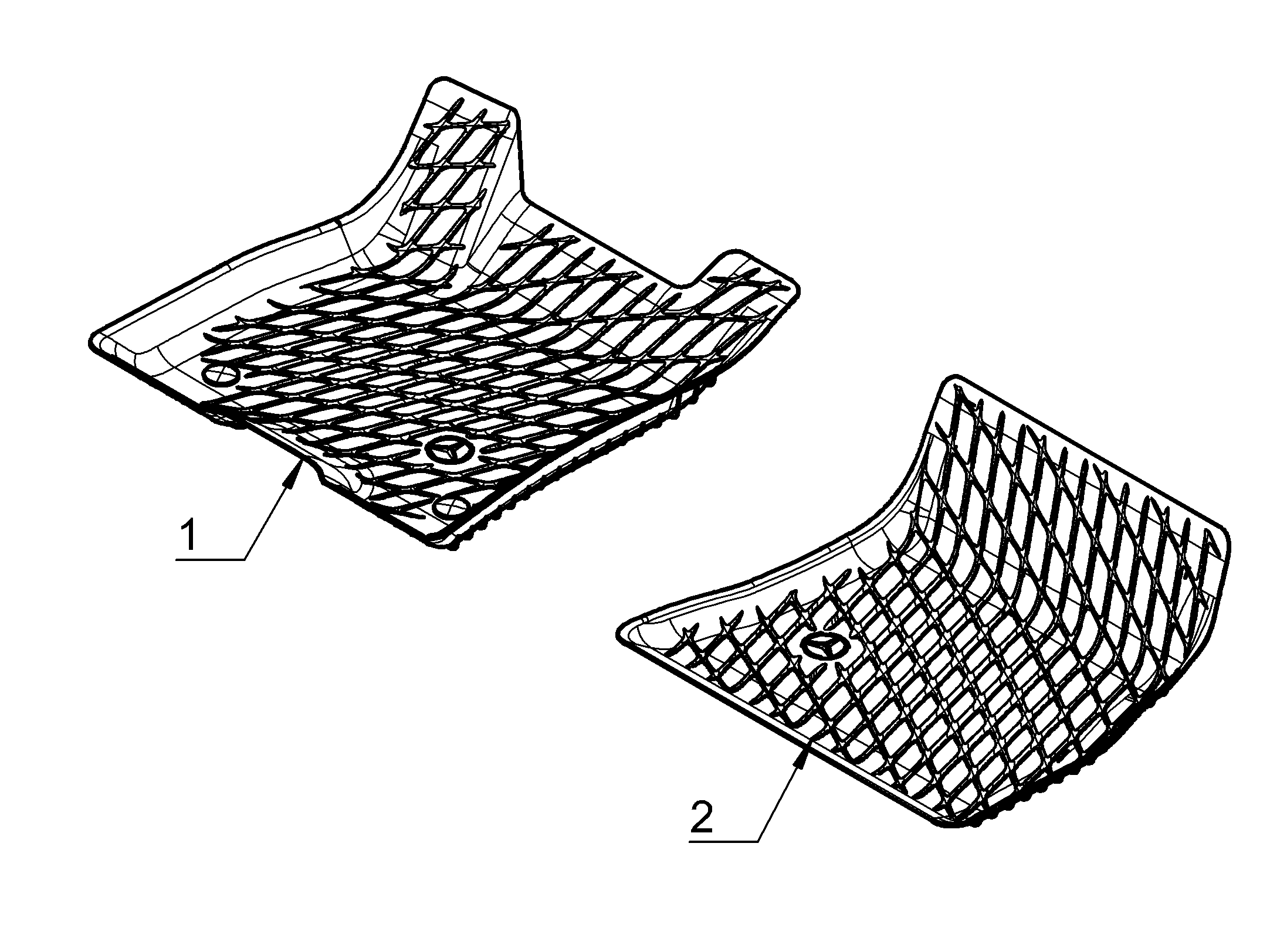 Bilmattor, Dynamic Squares, Förar-/passagerarmatta, 2-delad - Vänsterstyrda bilar, svart