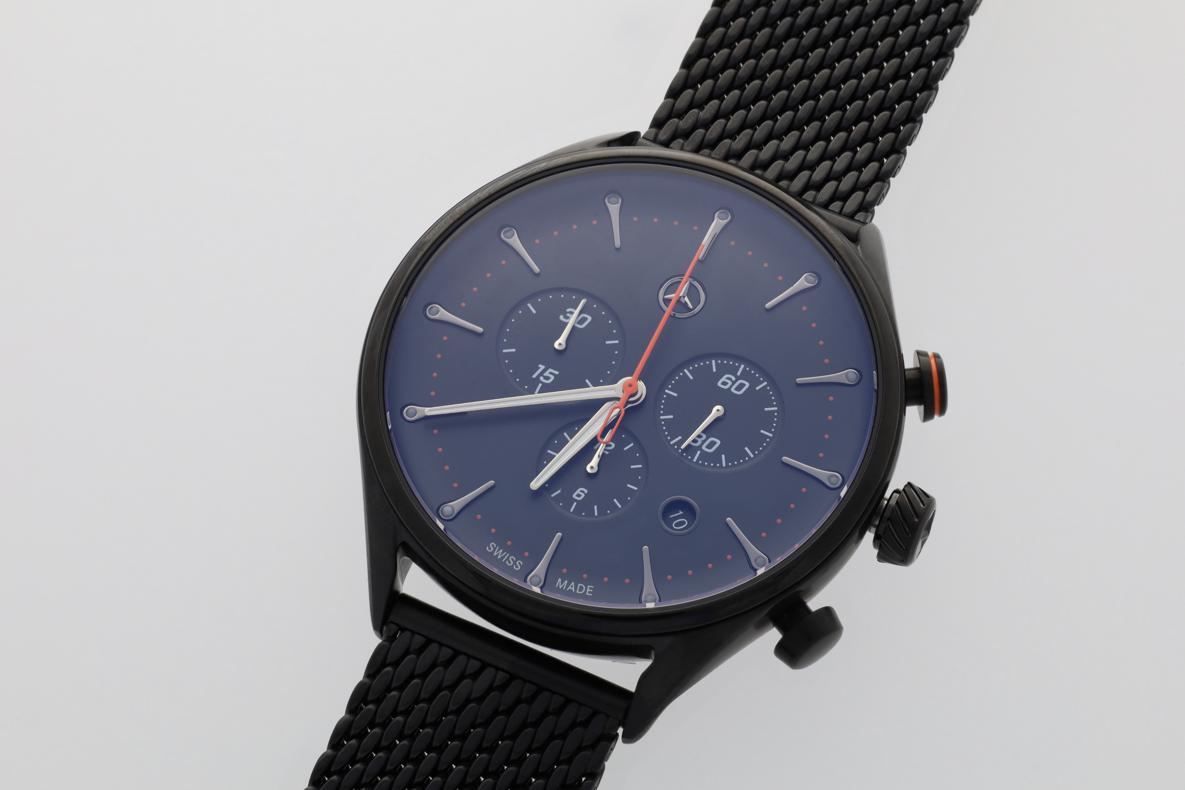 Armbandsur herr, Sport Fashion - svart / orange, Rostfritt stål