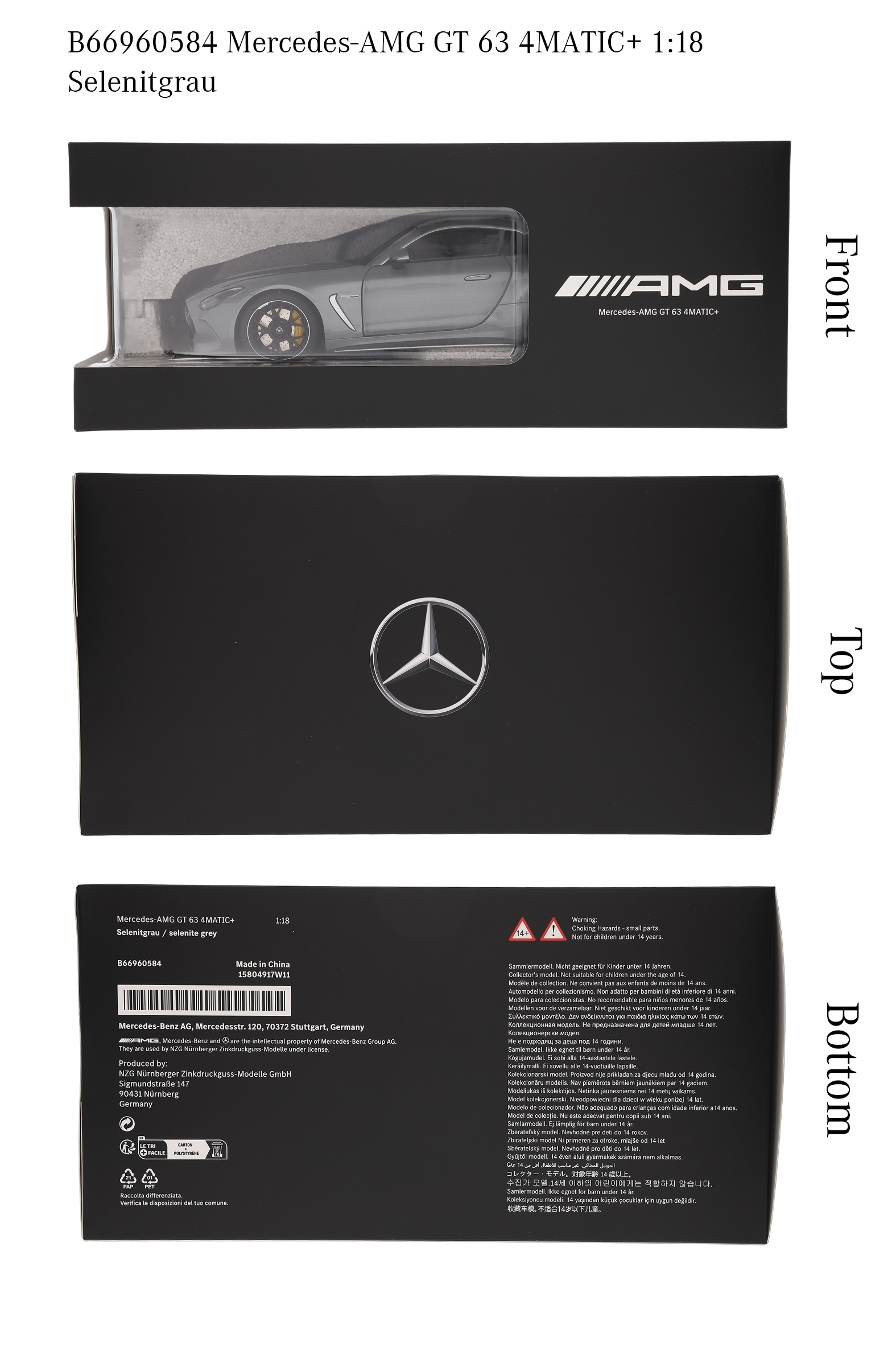 Mercedes-AMG GT 63, C192 - selenitgrå, NZG, 1:18