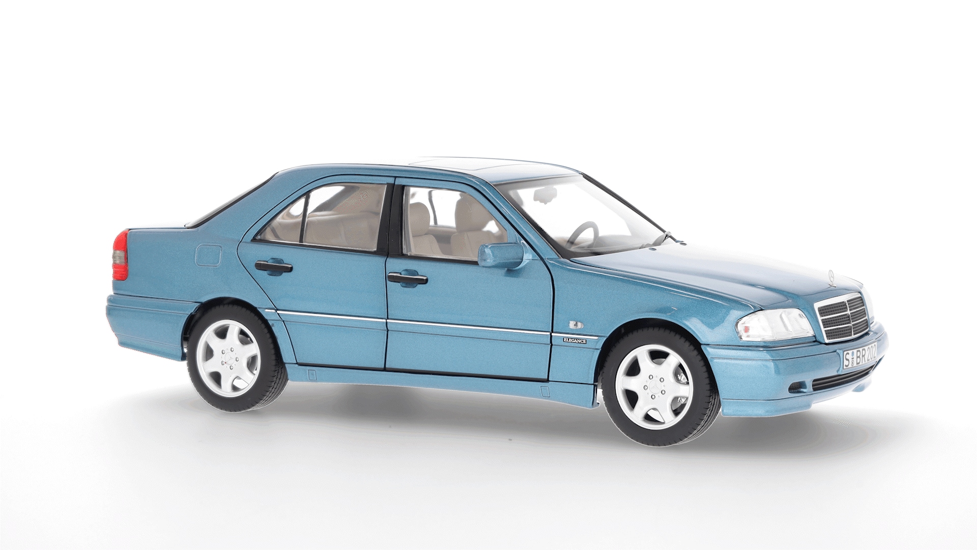 C 200 Sedan W 202 (1997–2001) - akvamarinblå, Norev, 1:18