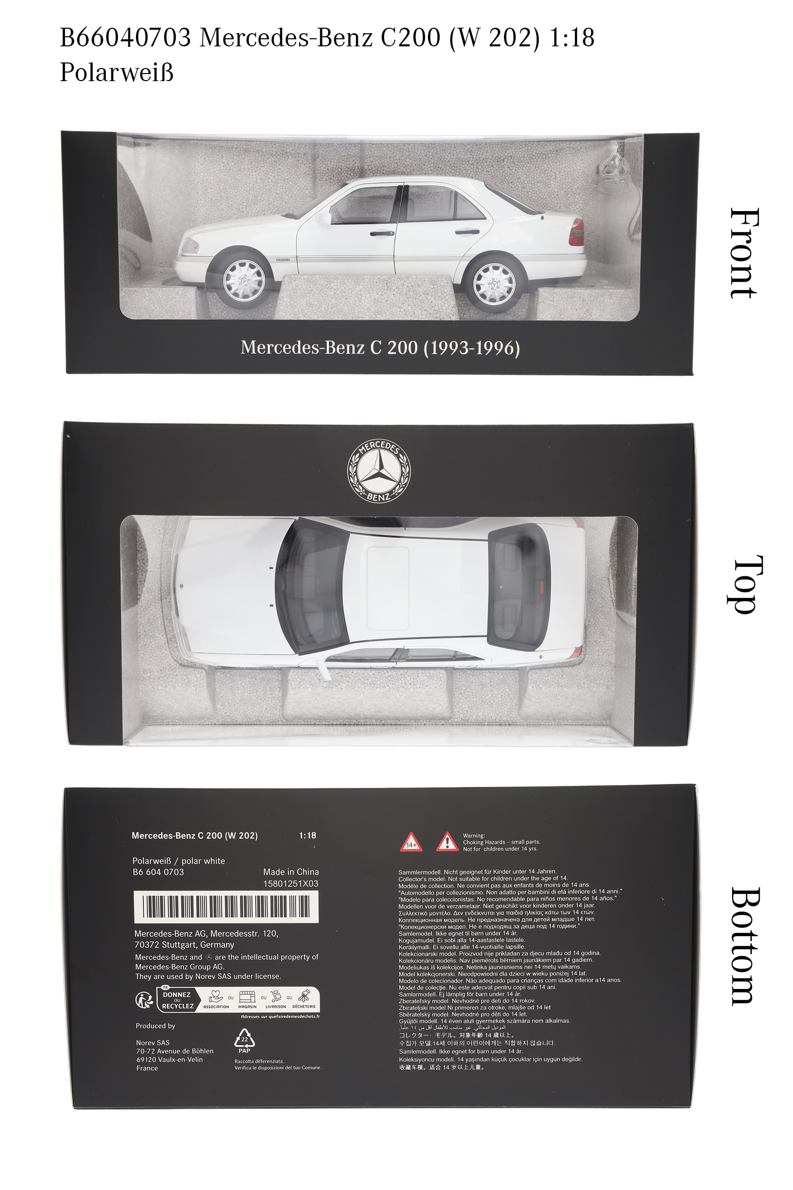 C 200 Sedan W 202 (1993–1996) - polarvit, Norev, 1:18