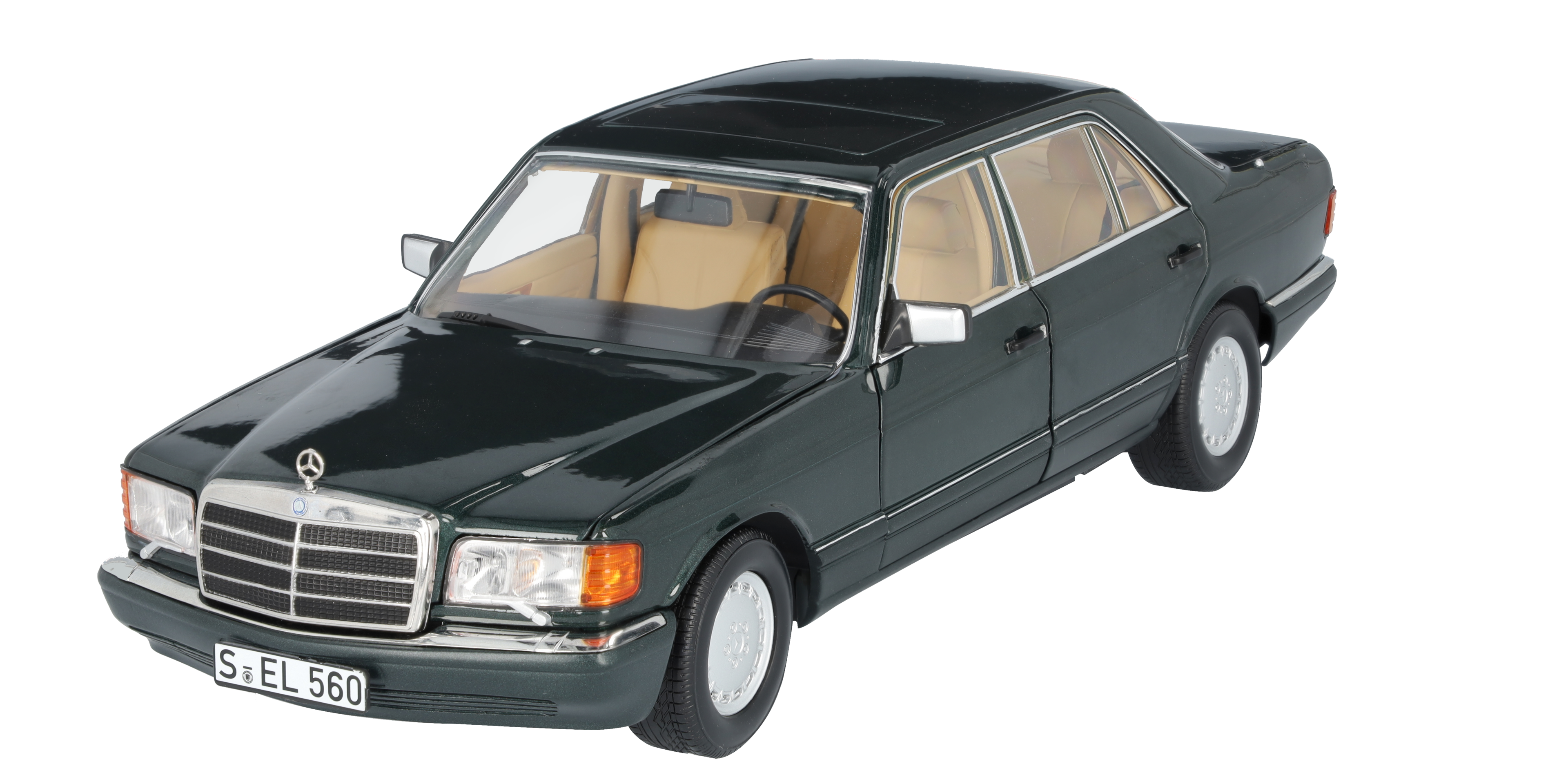 560 SEL V 126 (1985–1991) - malakitgrön, Norev, 1:18