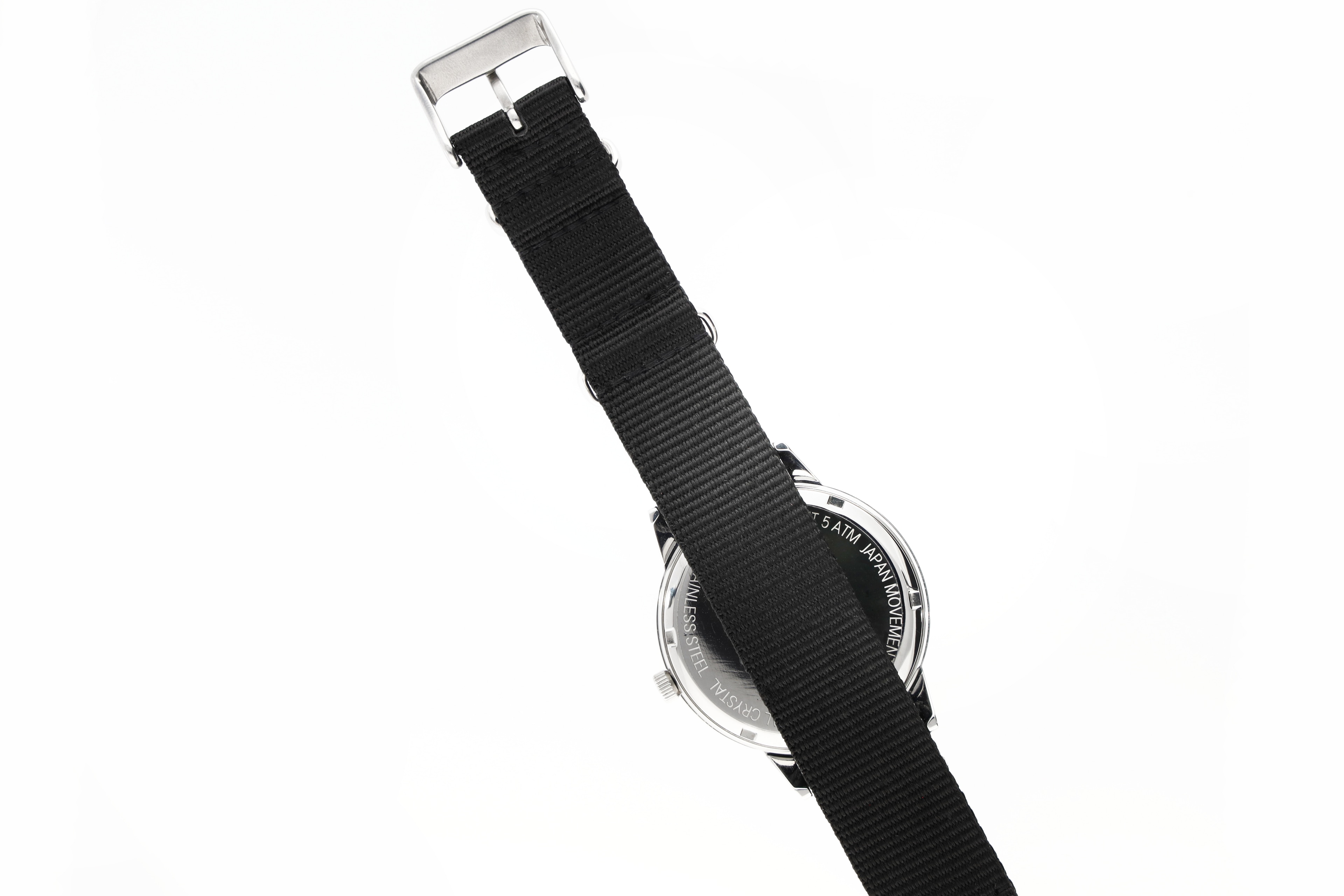 Armbandsur herr - svart / blå / silverfärg, Rostfritt stål / Nylon