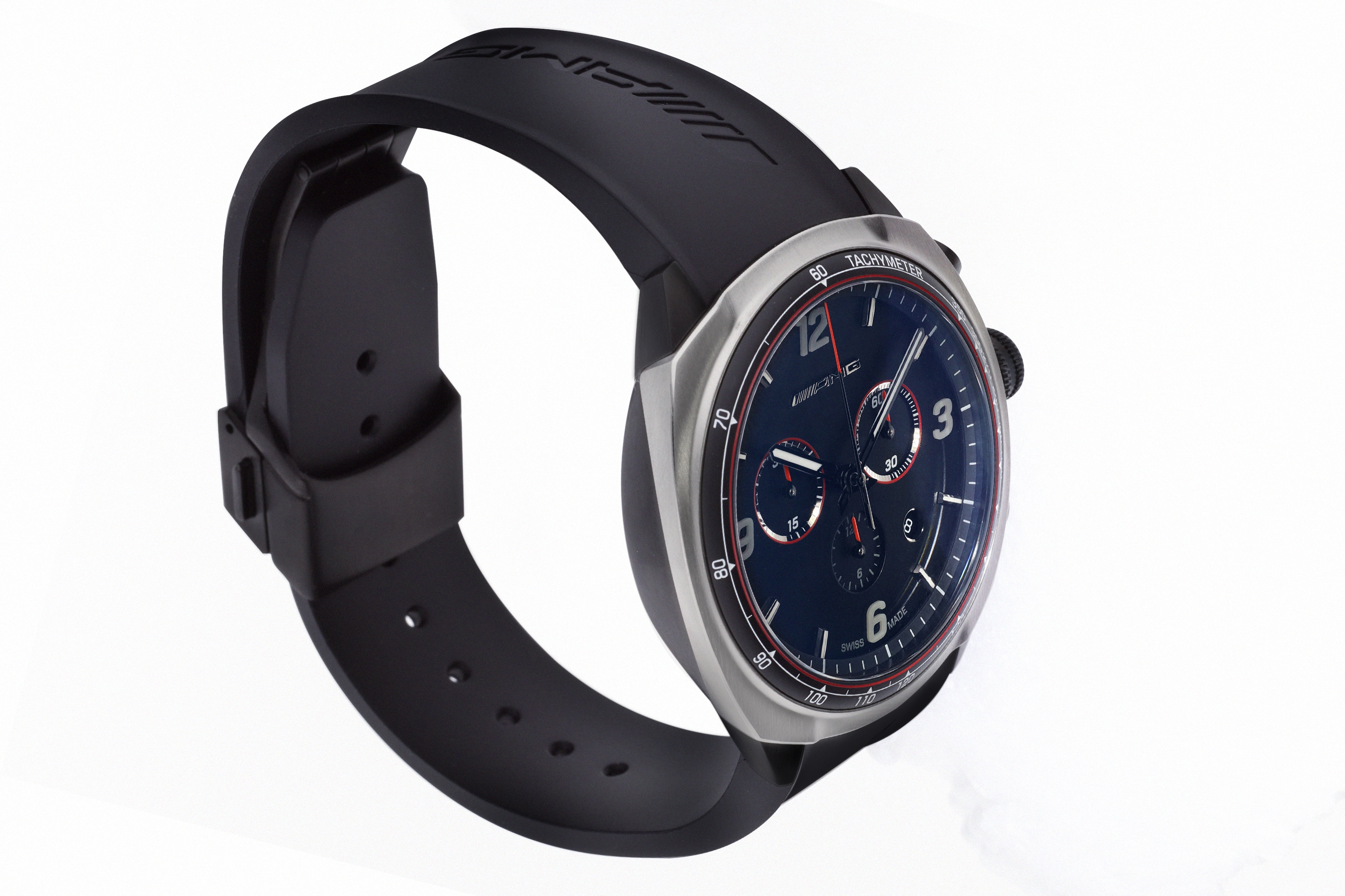 Armbandsur, Herr, AMG, Essentials Chronograph - svart / antracit / röd, Rostfritt stål / Titan / Kautschuk