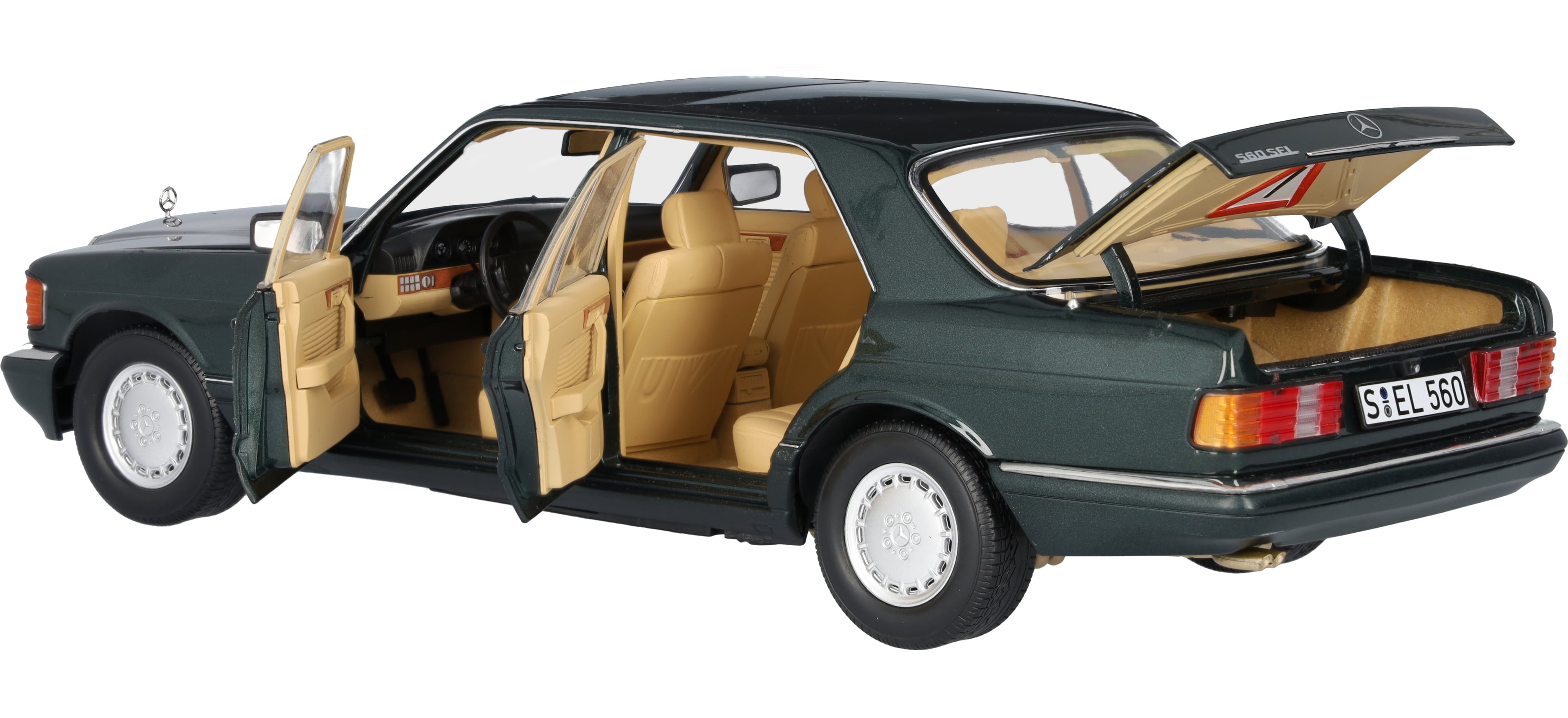 560 SEL V 126 (1985–1991) - malakitgrön, Norev, 1:18