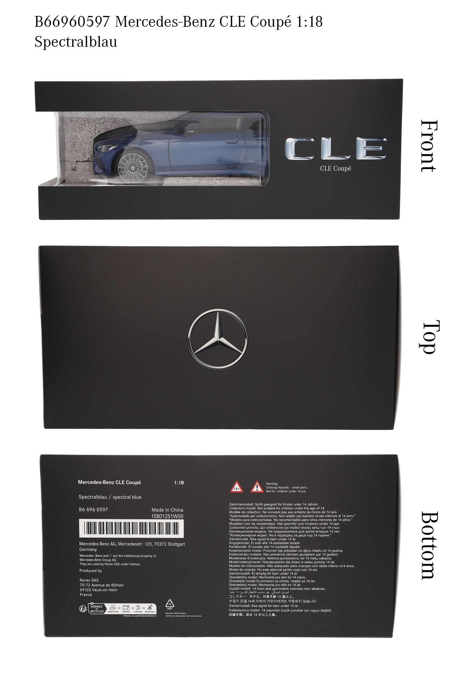 CLE Coupé, AMG Line, C236 - spektralblå, Norev, 1:18
