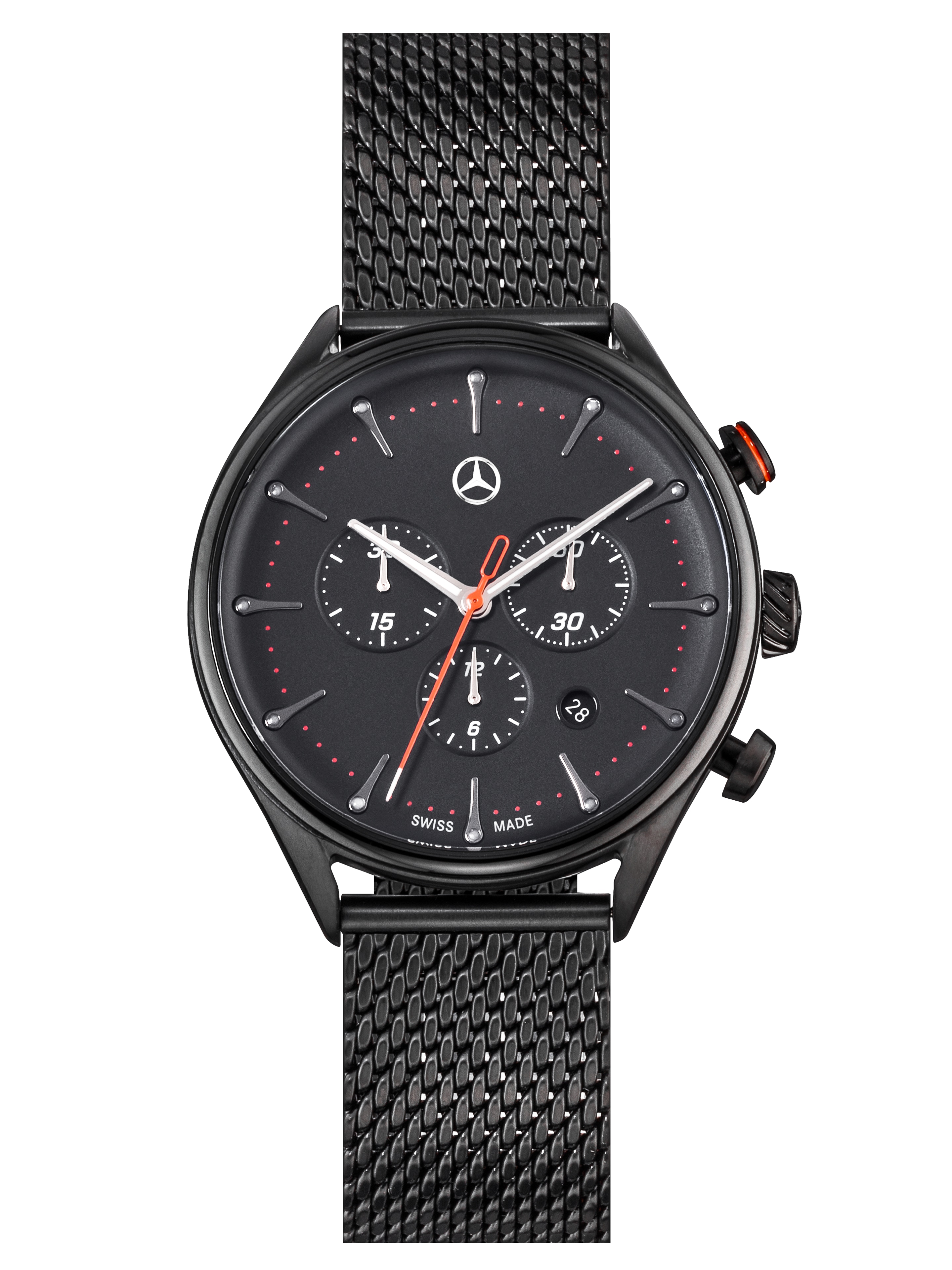 Armbandsur herr, Sport Fashion - svart / orange, Rostfritt stål