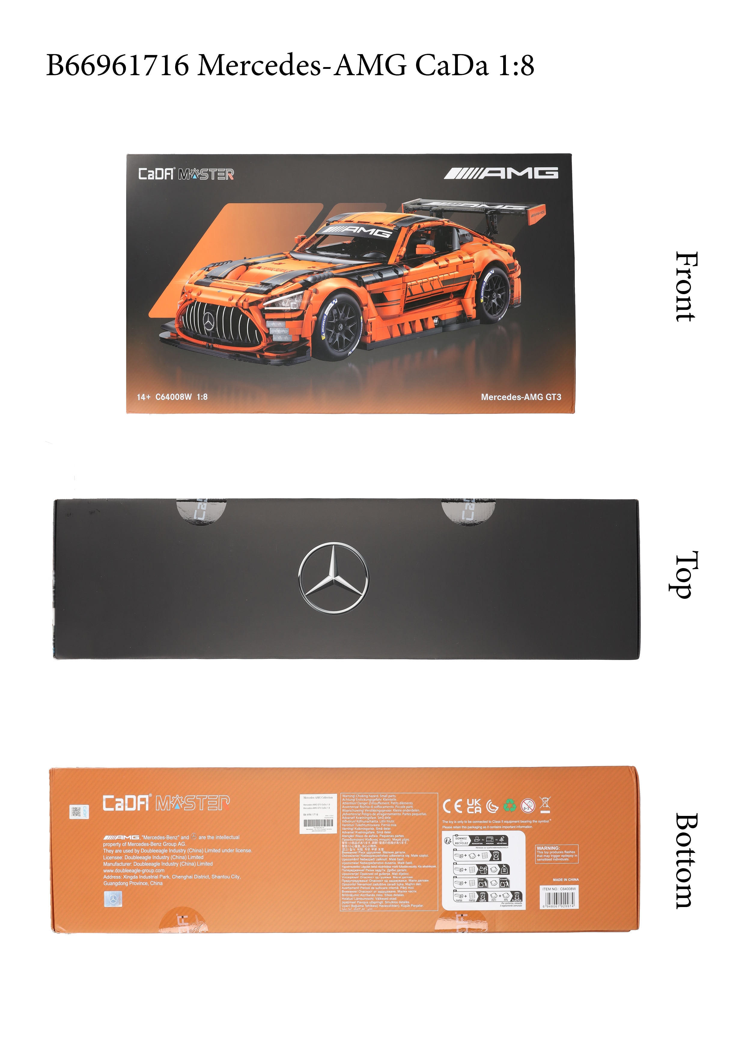 Mercedes-AMG GT3, Klämkomponentmodell, C190 - orange, CaDa, 1:8