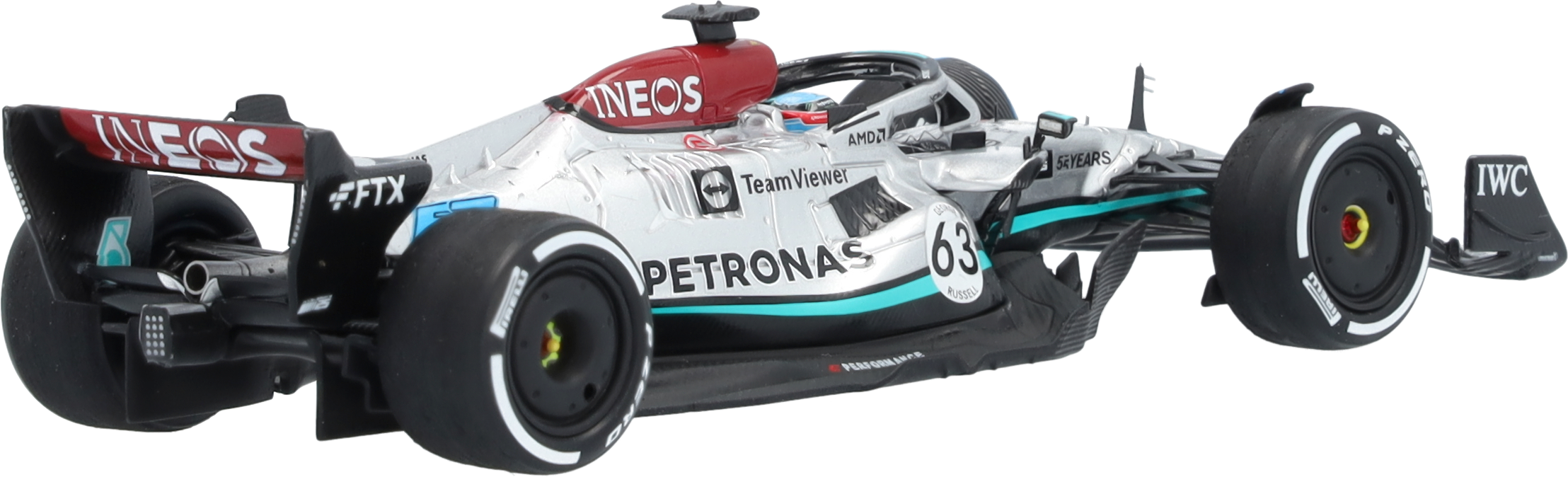 MERCEDES AMG PETRONAS Formula One™ Team, George Russell, Säsongen 2022 - silverfärg / petronasgrön / svart, Minimax, 1:43
