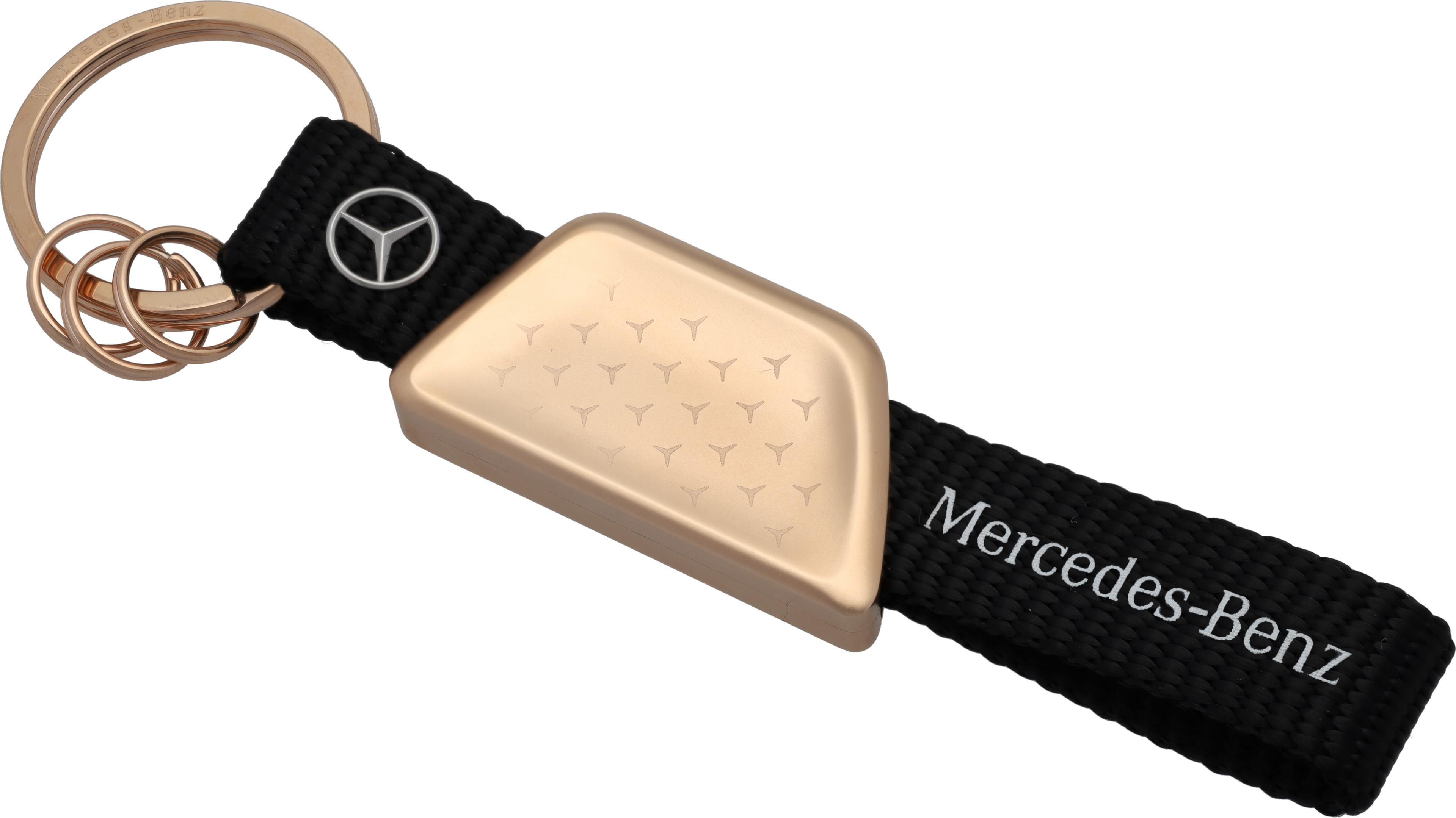Nyckelringar, Mercedes-Benz - roséguldfärgad / svart, Rostfritt stål / Återvunnen PET, PVD-belagd