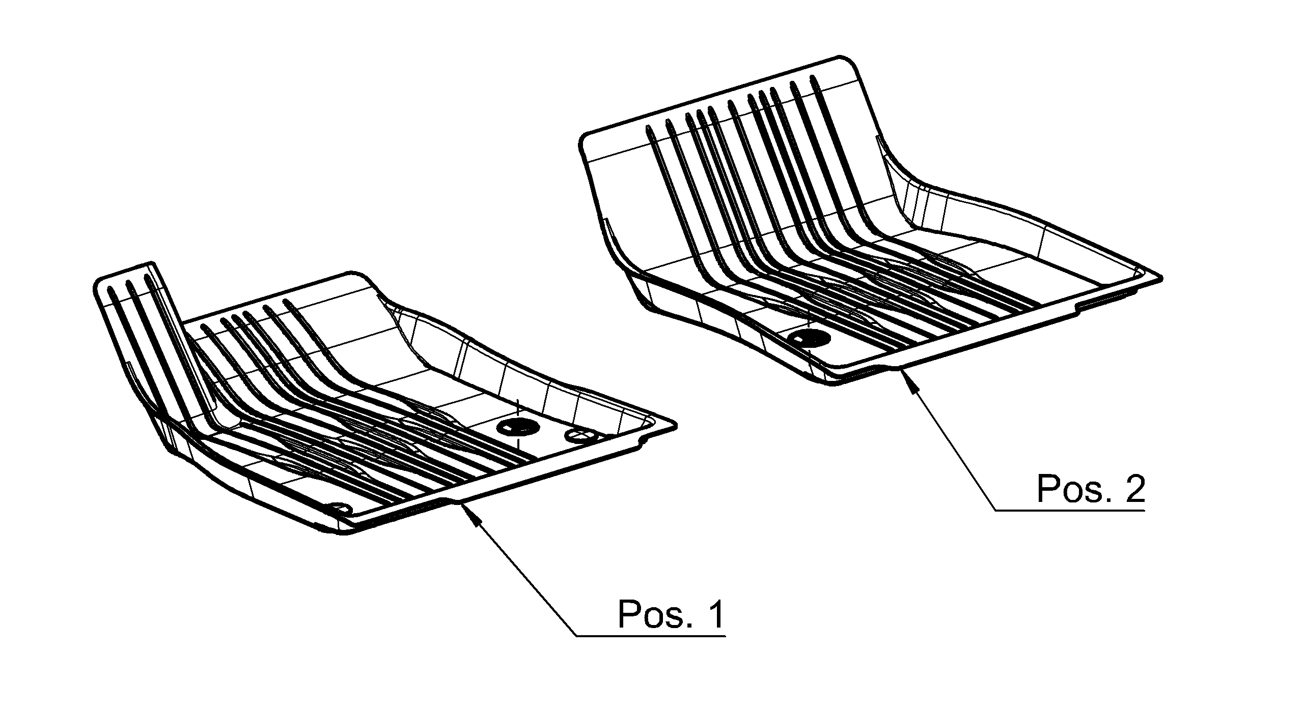 Allvädersmattor Dynamic Lines, Förar-/passagerarmatta, 2-delad - Vänsterstyrda bilar, svart