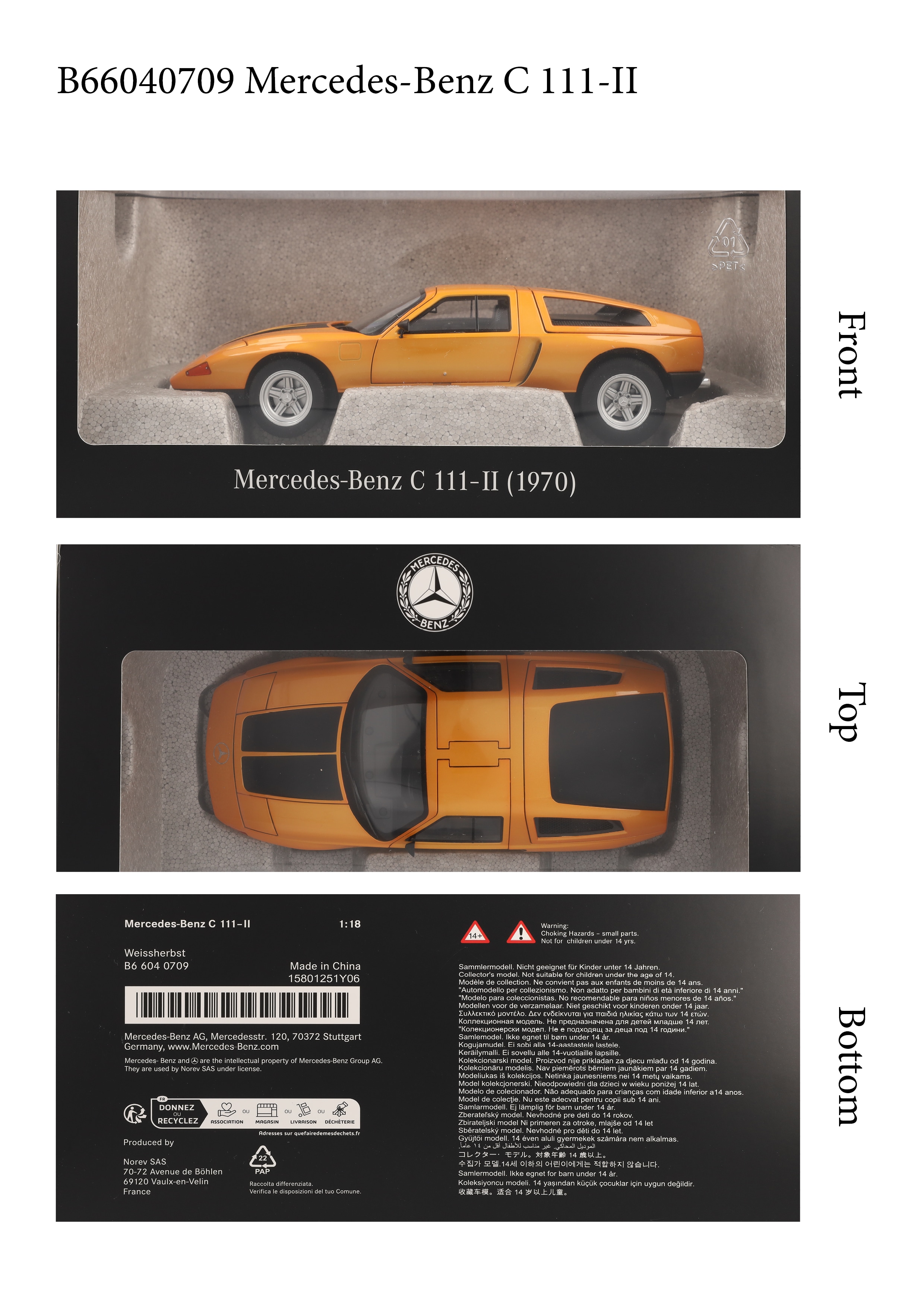 Experimentfordon C 111 / II (1970) - vithöst, Norev, 1:18
