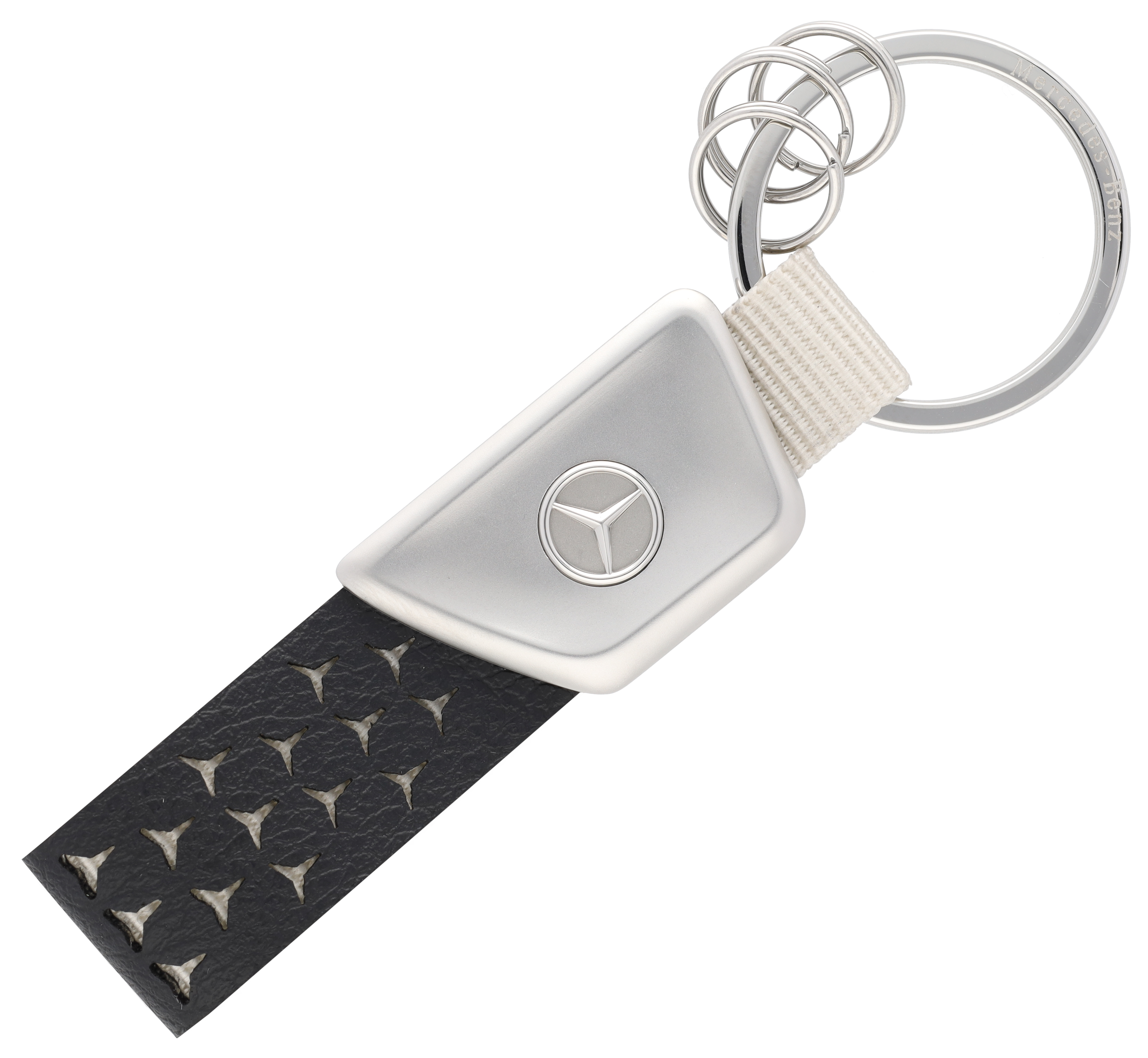 Nyckelringar, Logotyp - svart / silverfärg, Rostfritt stål / Äppelläder (veganskt) / Nylon
