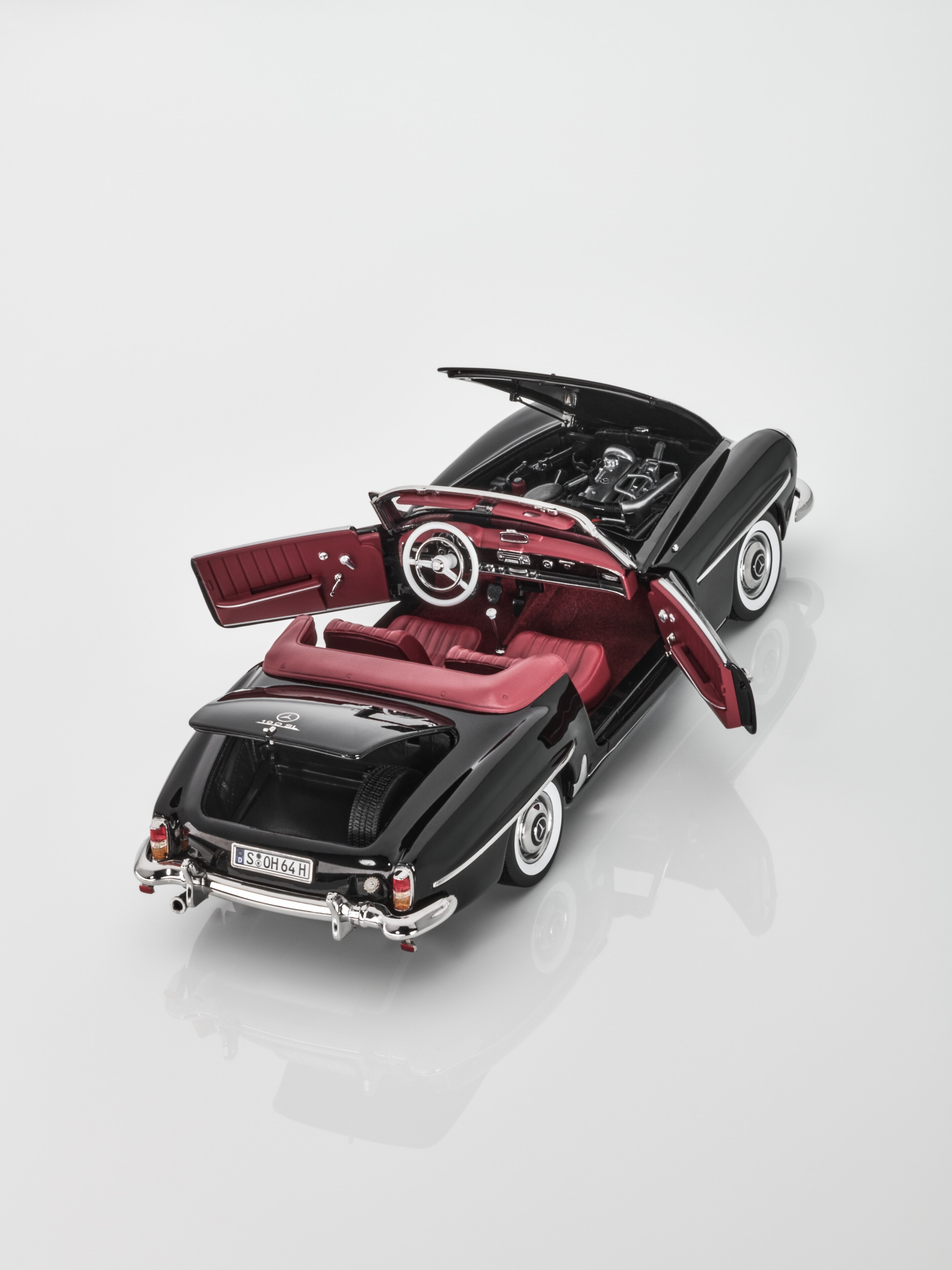 190 SL Roadster W 121 (1954–1963) - svart, Norev, 1:18