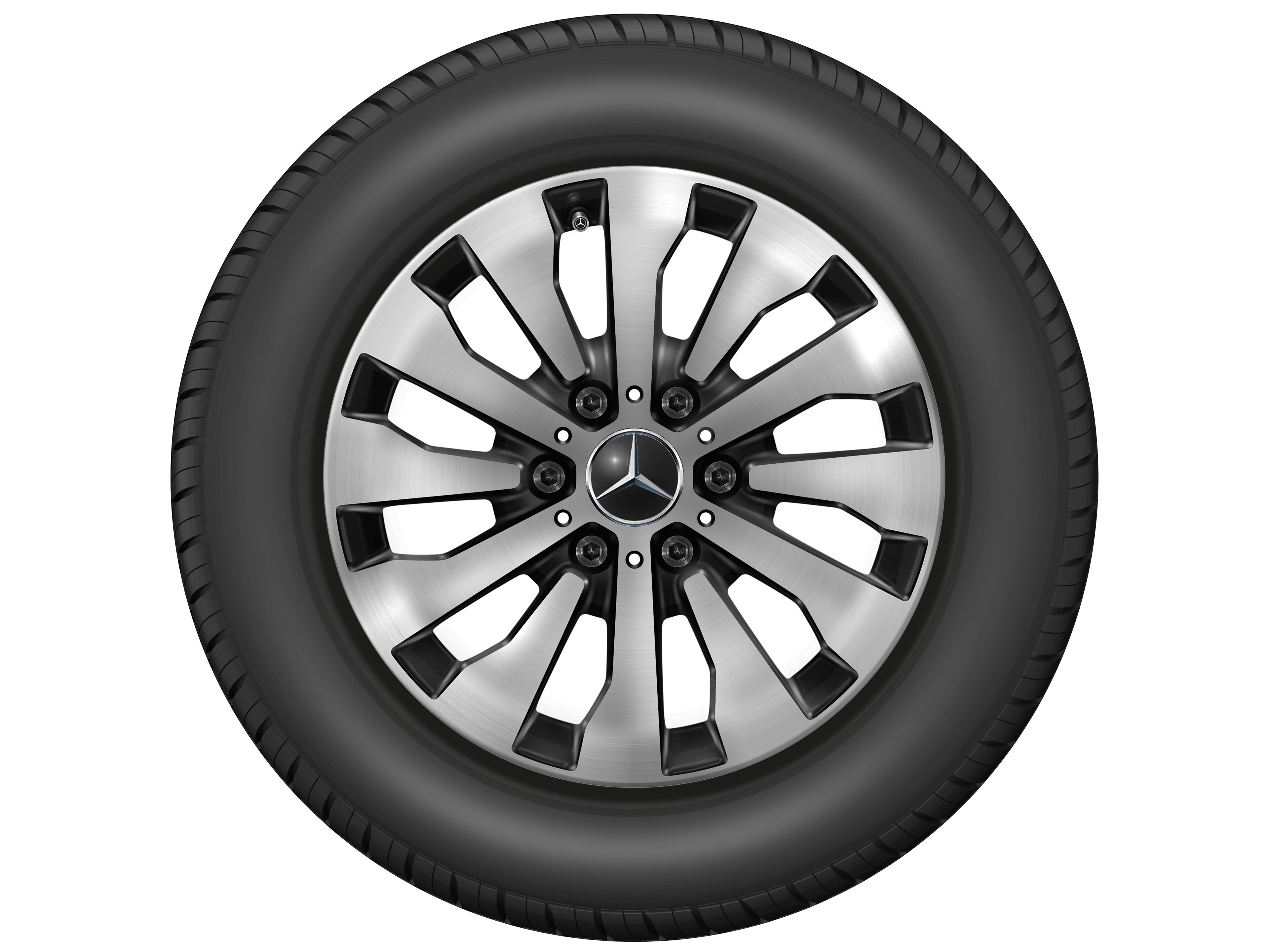Fälg i 12-ekerdesign, 43,2 cm (17 tum), Aero - 7 J x 17 ET 50, svart, glanssvarvad