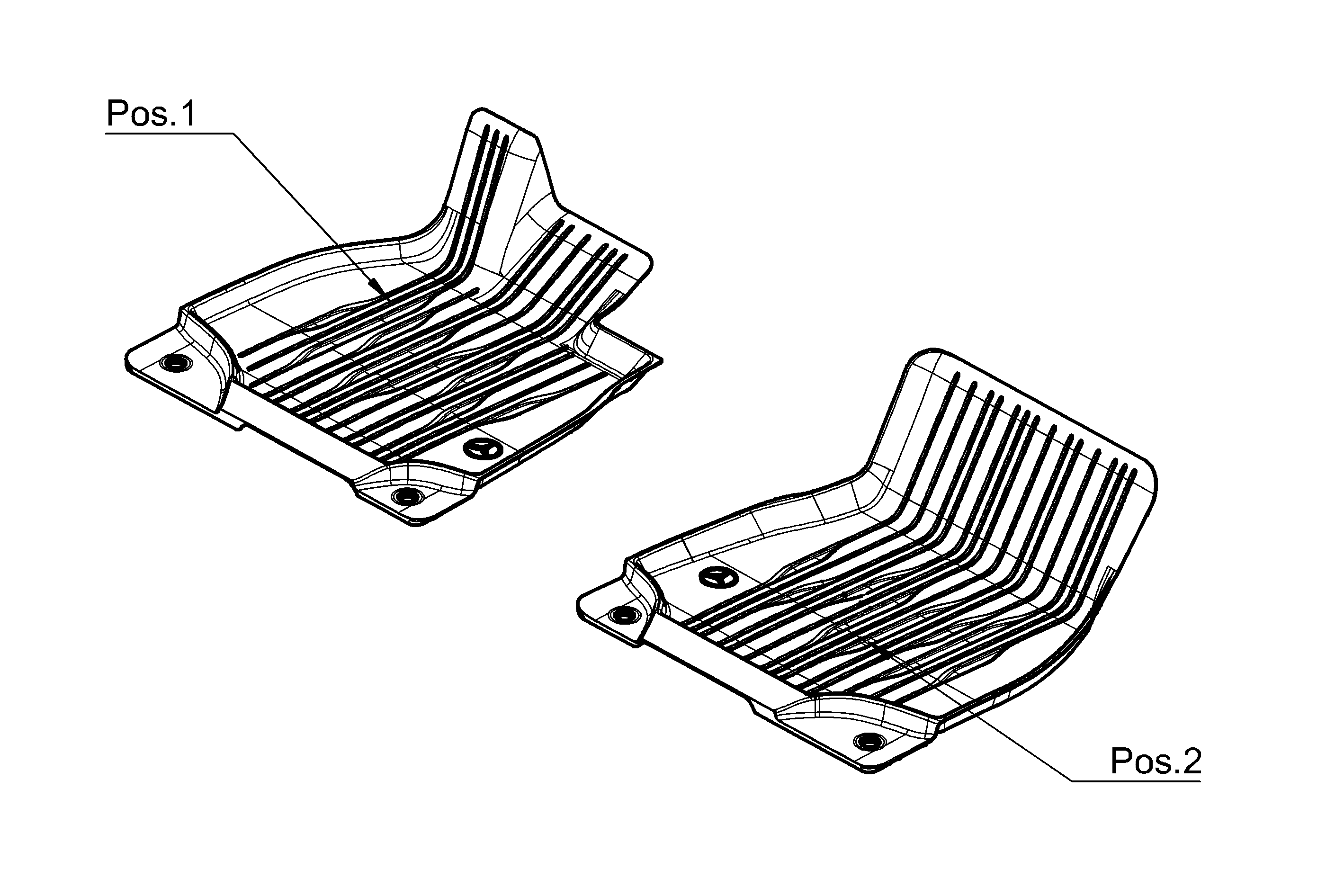 Allvädersmattor Dynamic Lines, Förar-/passagerarmatta, 2-delad - Vänsterstyrda bilar, balaobrun