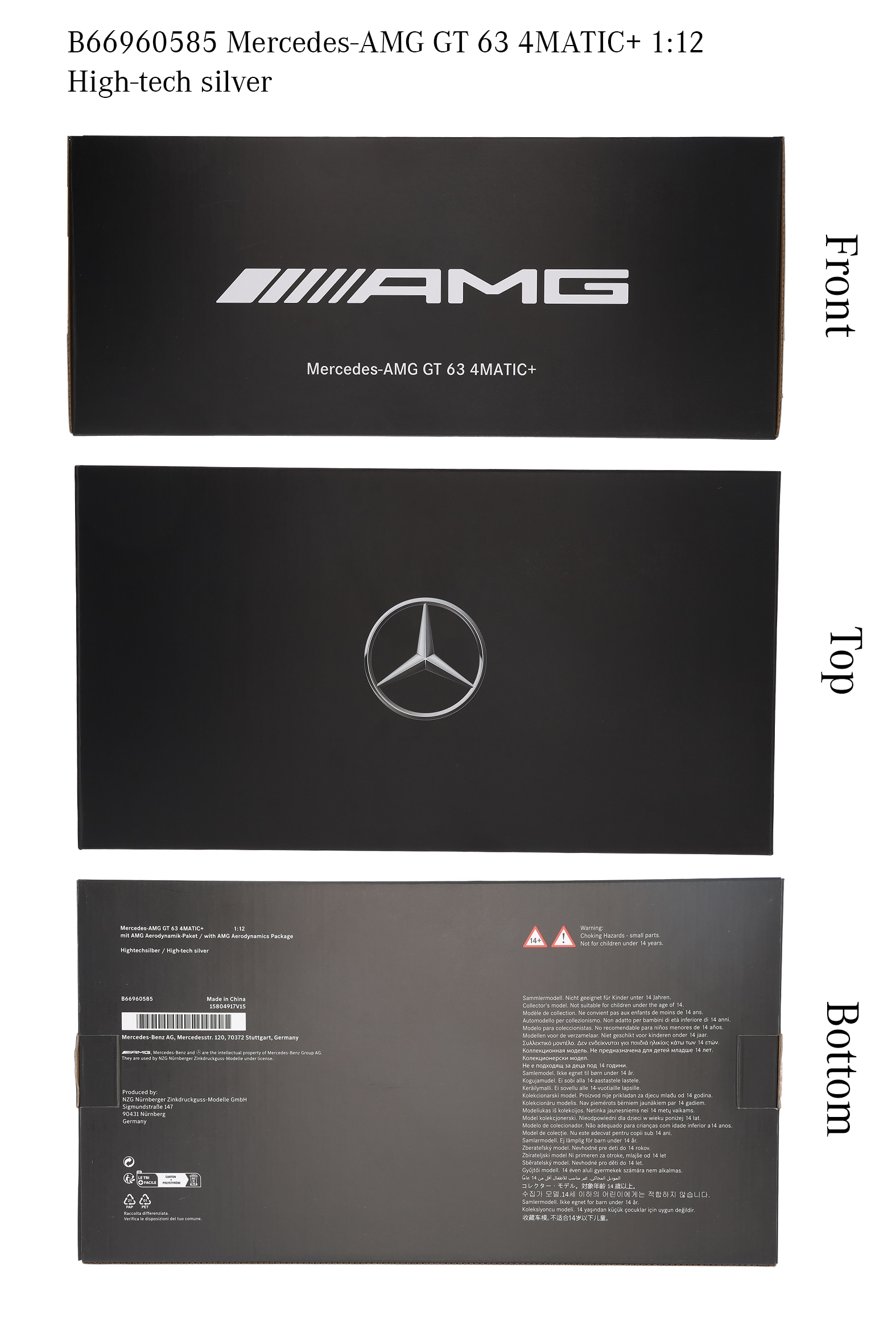 Mercedes-AMG GT 63 S 4MATIC+ - hightechsilver, NZG, 1:12