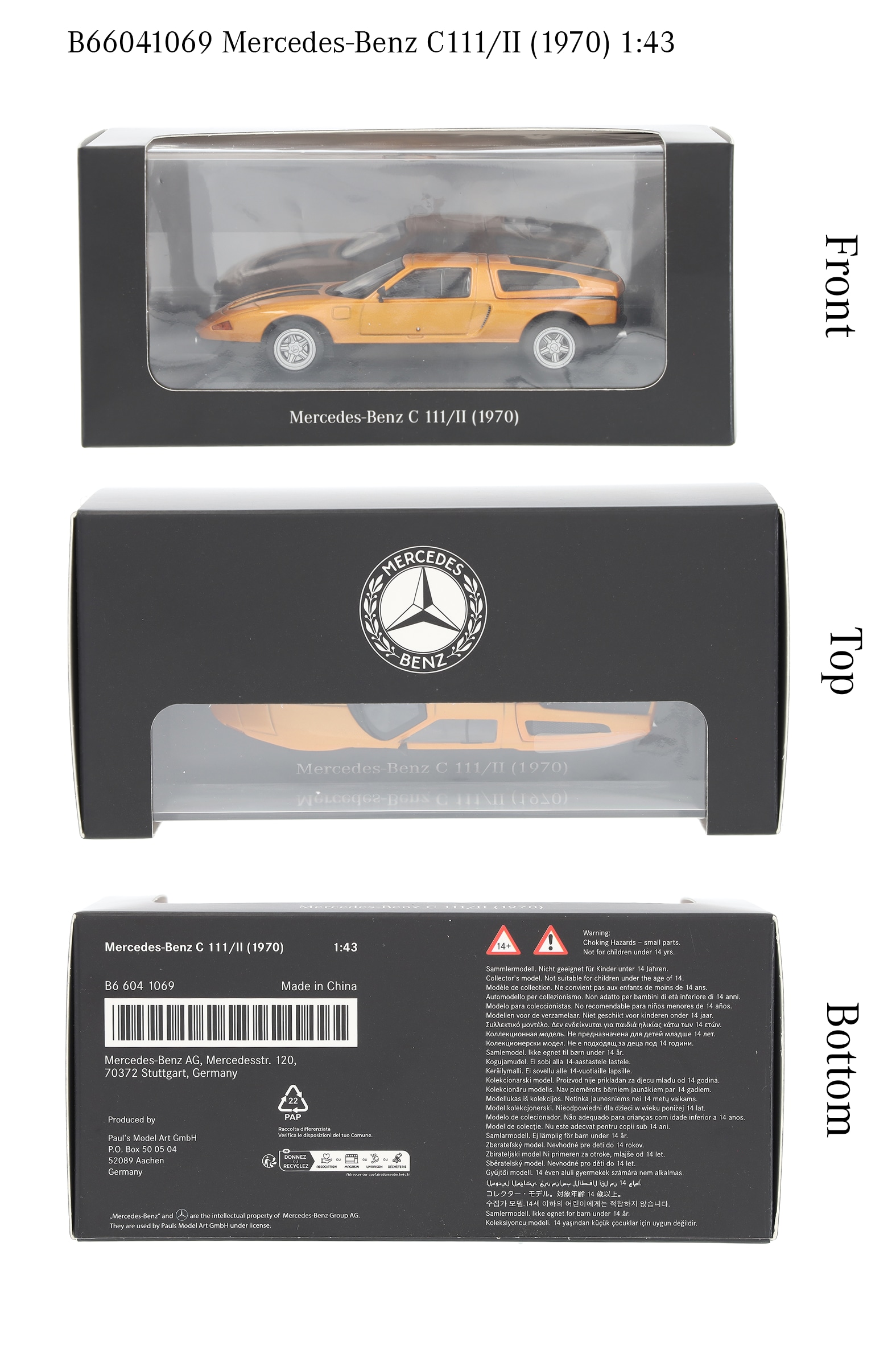 Experimentfordon C 111 / II (1970) - vithöst, Minichamps, 1:43