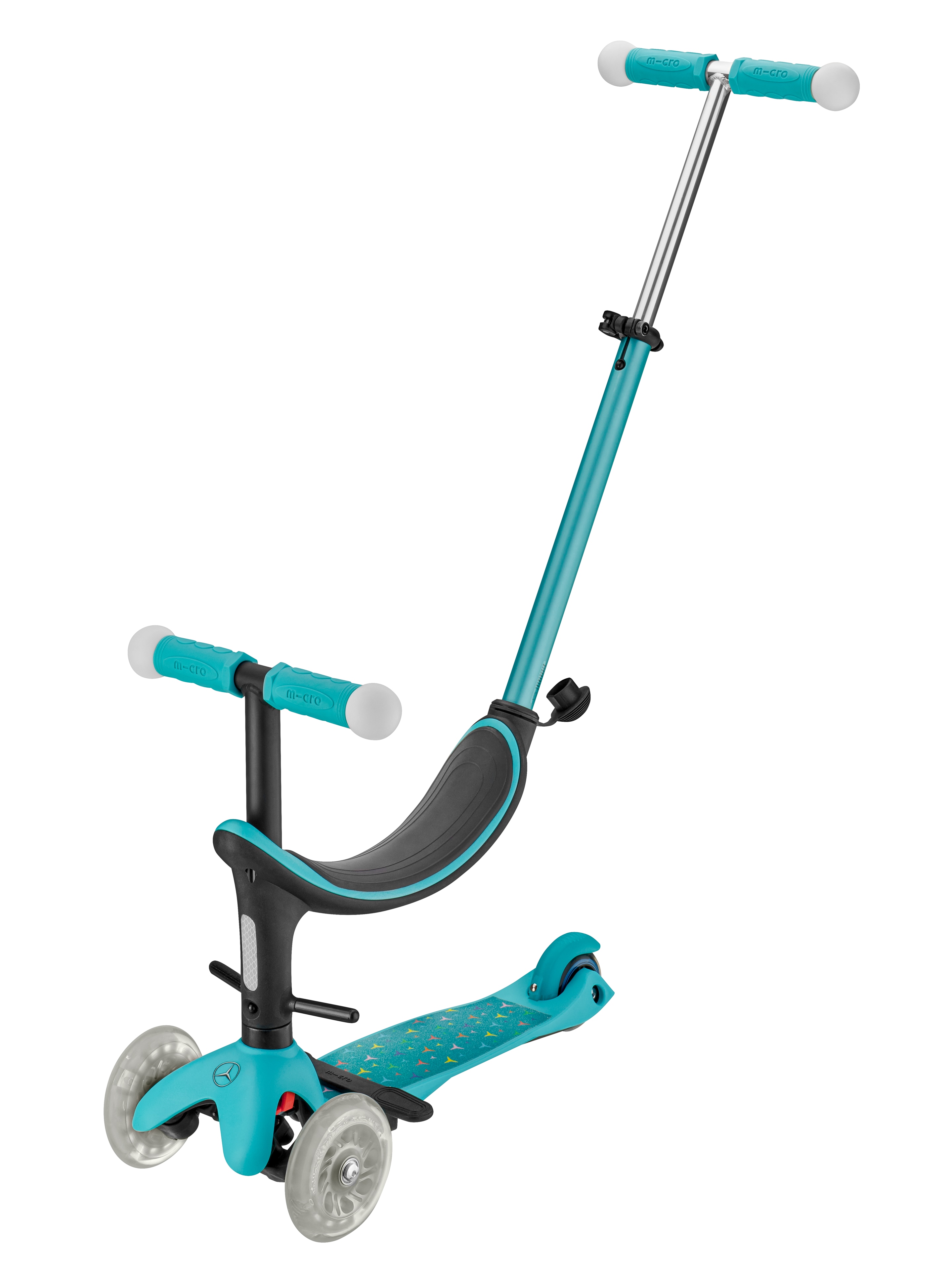 Sparkcykel barn, 4 i 1 - mint / svart, Aluminium / Plast, Micro Mobility