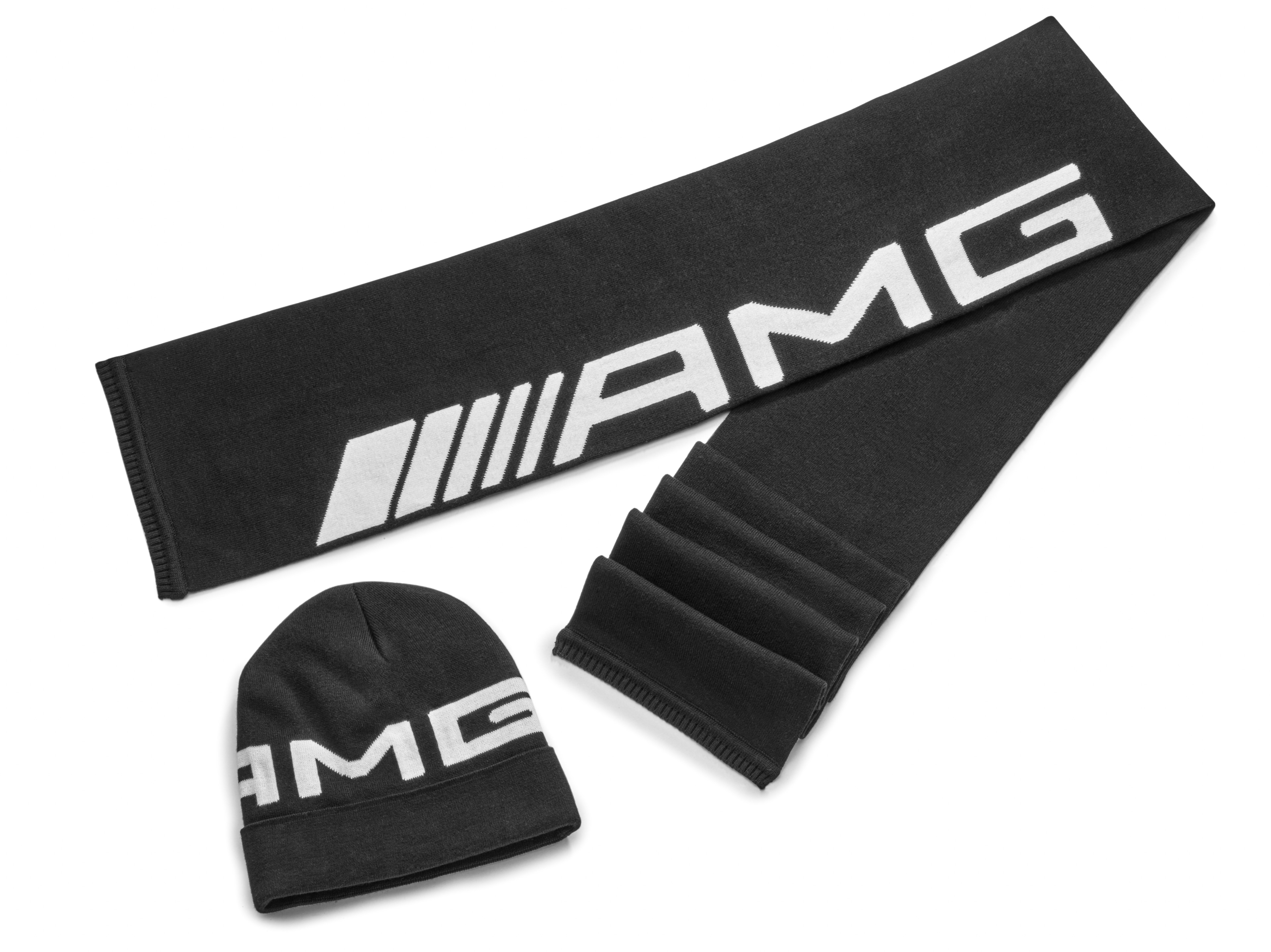 Stickad mössa AMG - svart, Bomull
