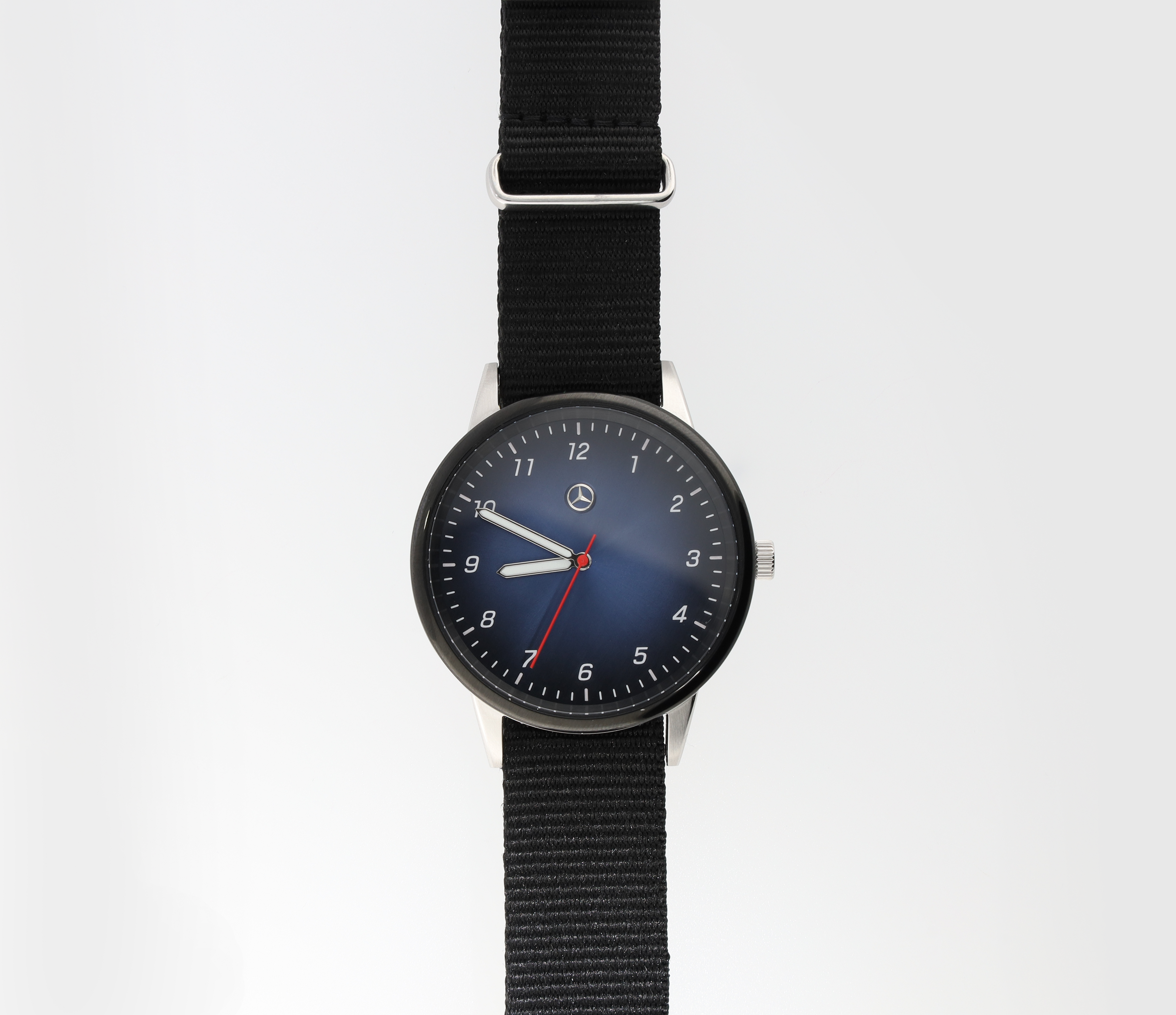 Armbandsur herr - svart / blå / silverfärg, Rostfritt stål / Nylon