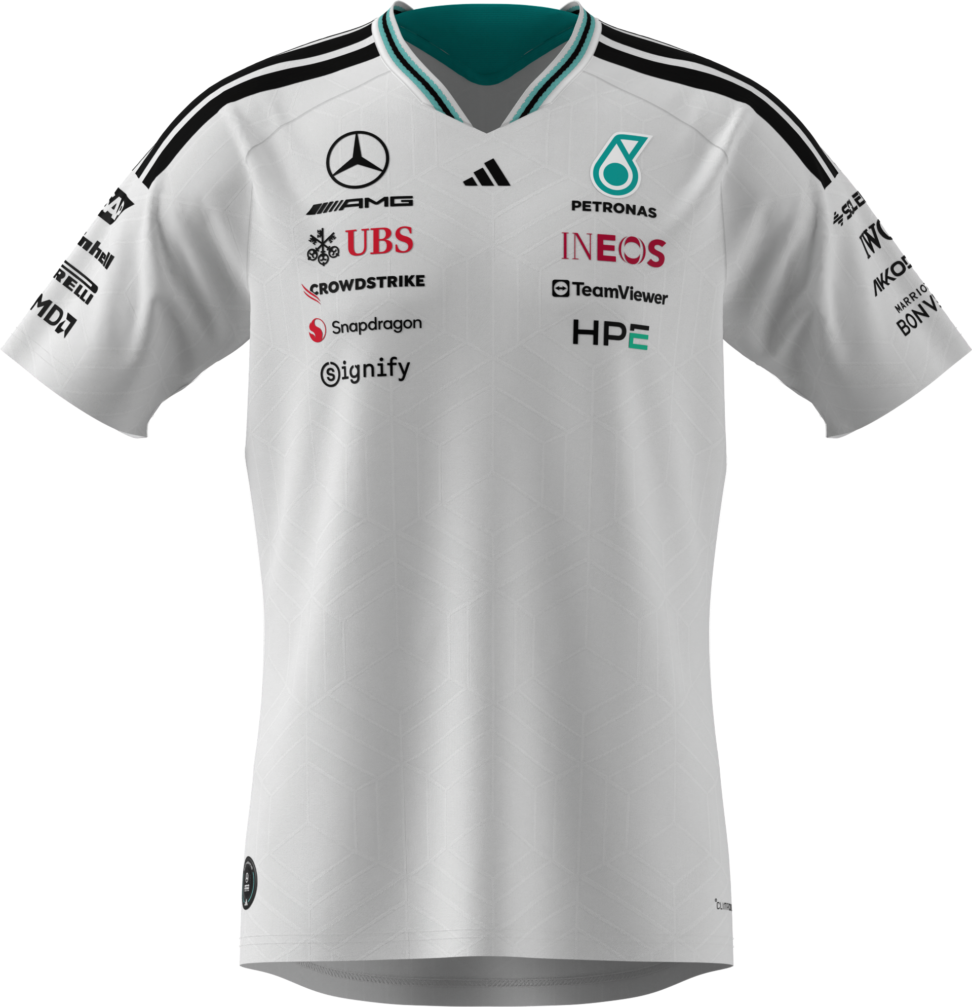T-shirt herrar, Fahrer Authentic, Mercedes-AMG F1 - vit, L