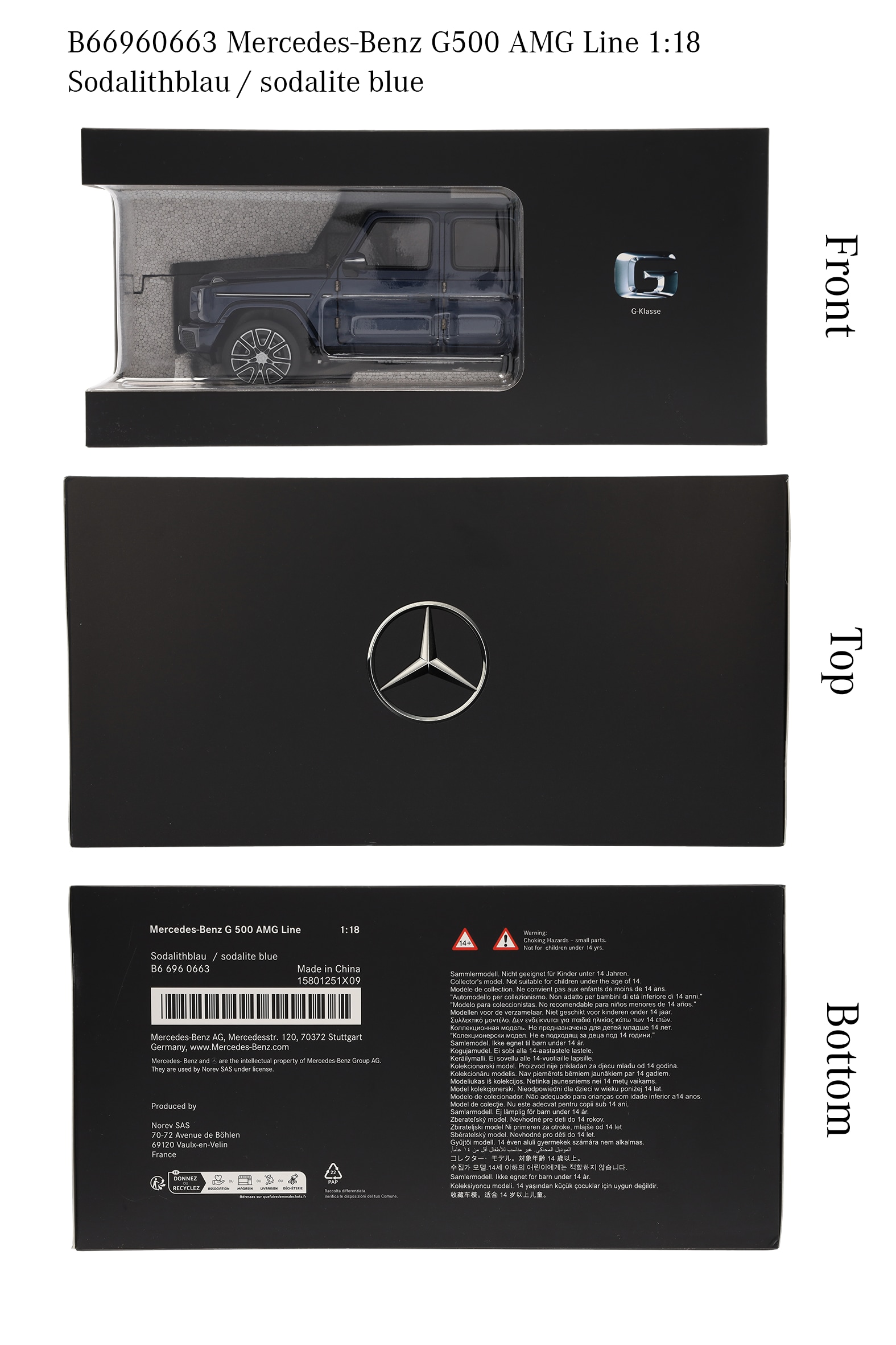 G-Class, Terrängbil, AMG Line, W465 - sodalitblå, Norev, 1:18