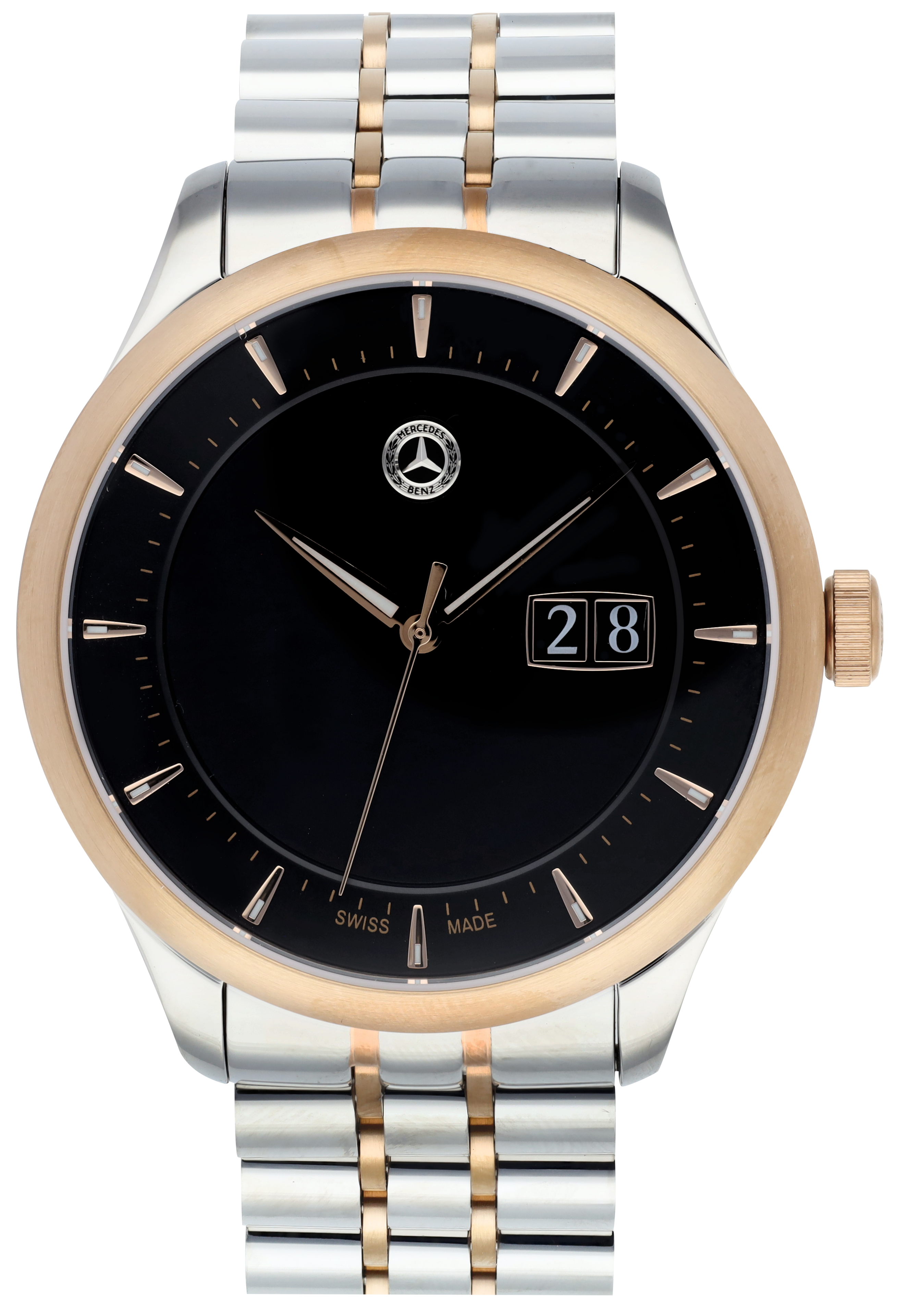 Armbandsur herr, Classic, Elegance - svart / silverfärg / roséguldfärgad, Rostfritt stål