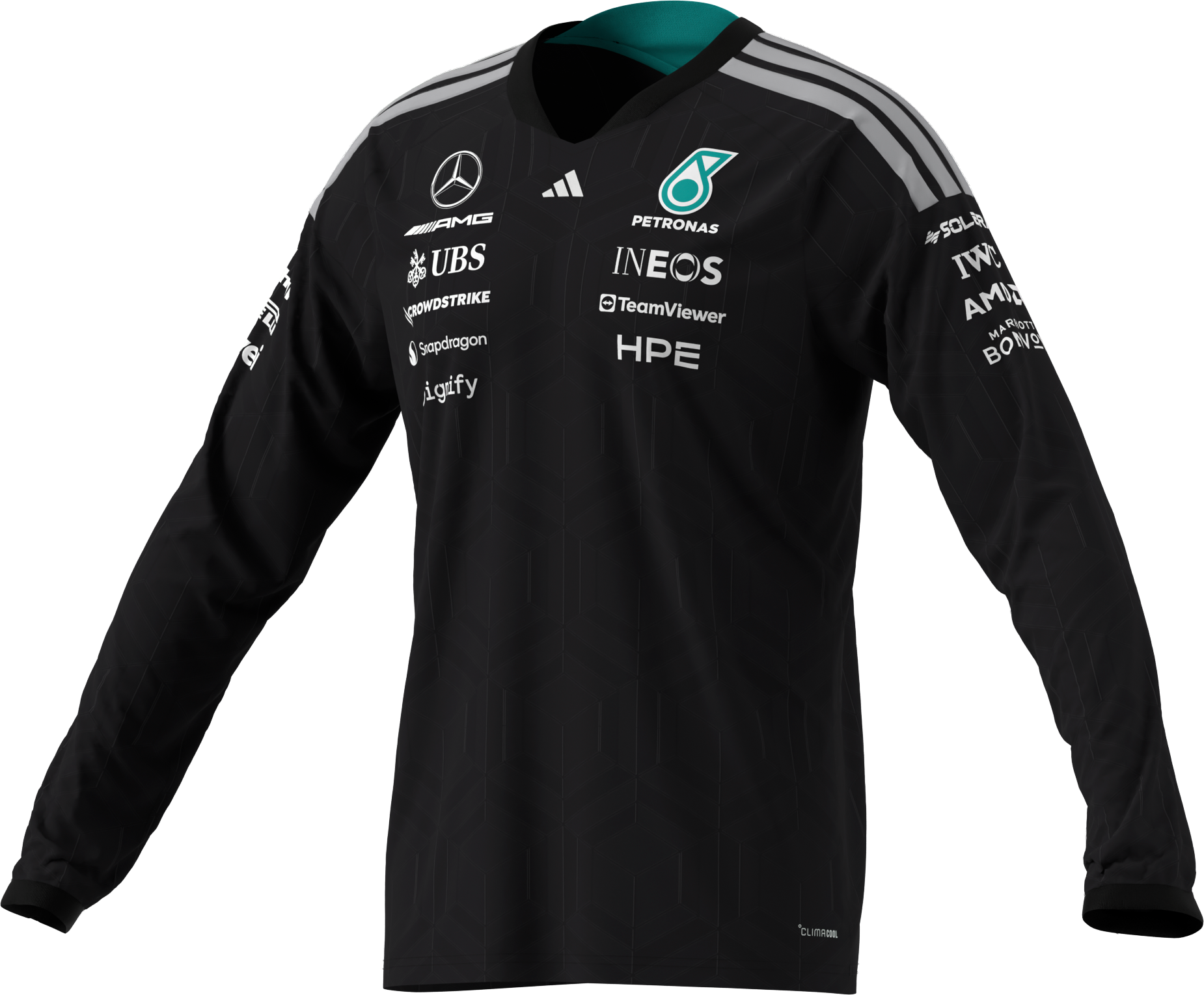 Långärmad herr, Förare, Mercedes-AMG F1 - svart, XS