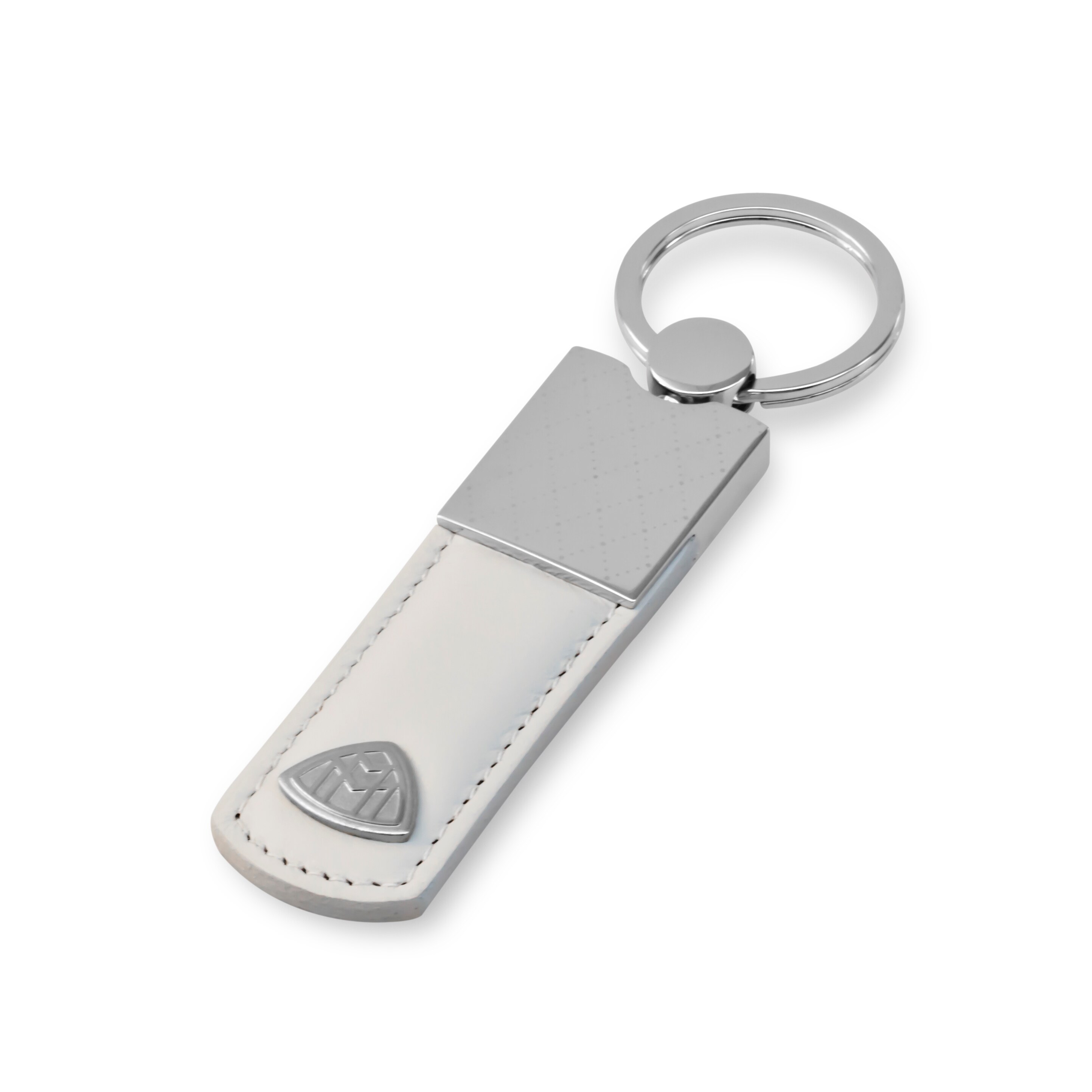 Nyckelringar, Mercedes-Maybach, vit - vit / silverfärg, Läder / Rostfritt stål