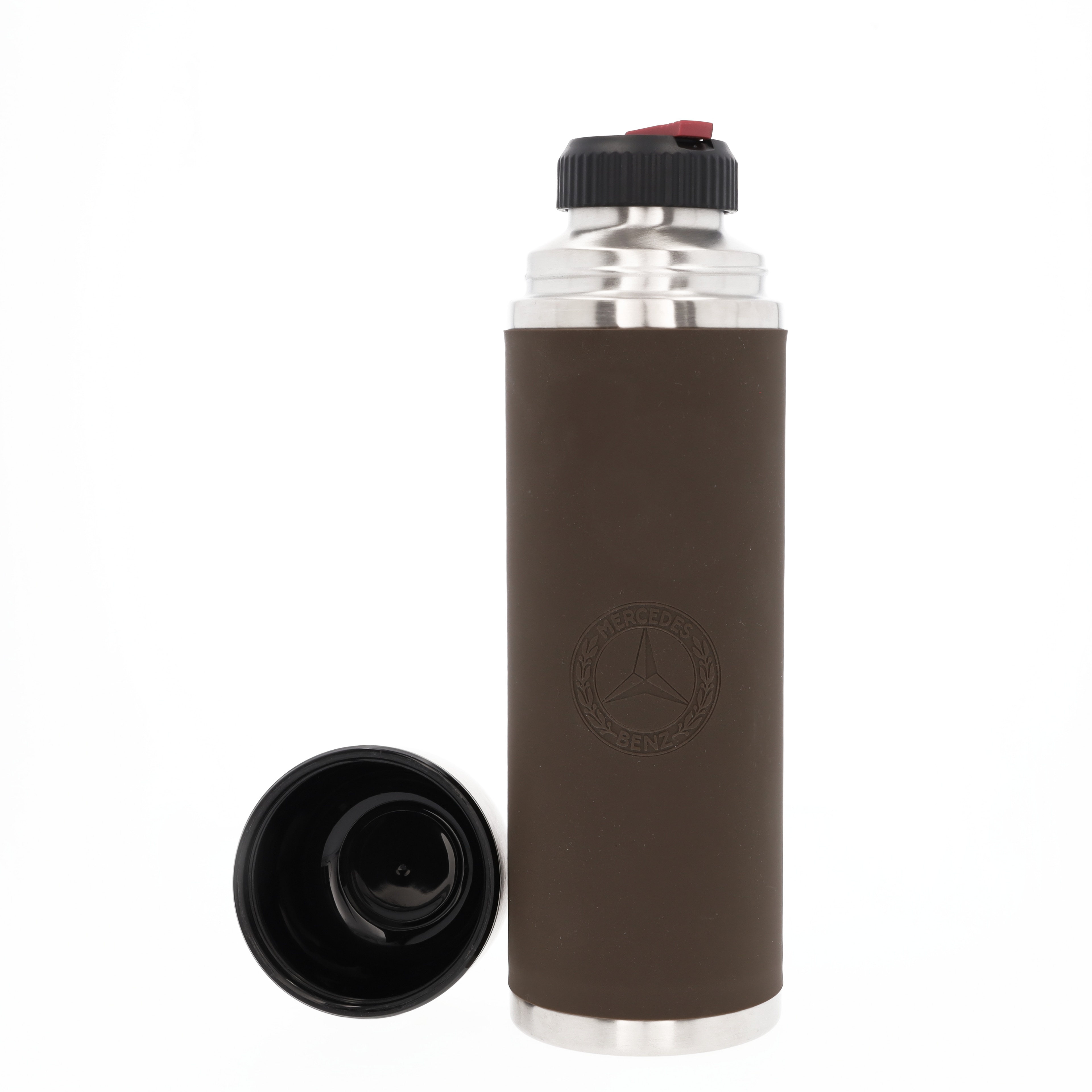 Termosflaska - brun, Rostfritt stål / Silikon / Plast, emsa, 1000 ml