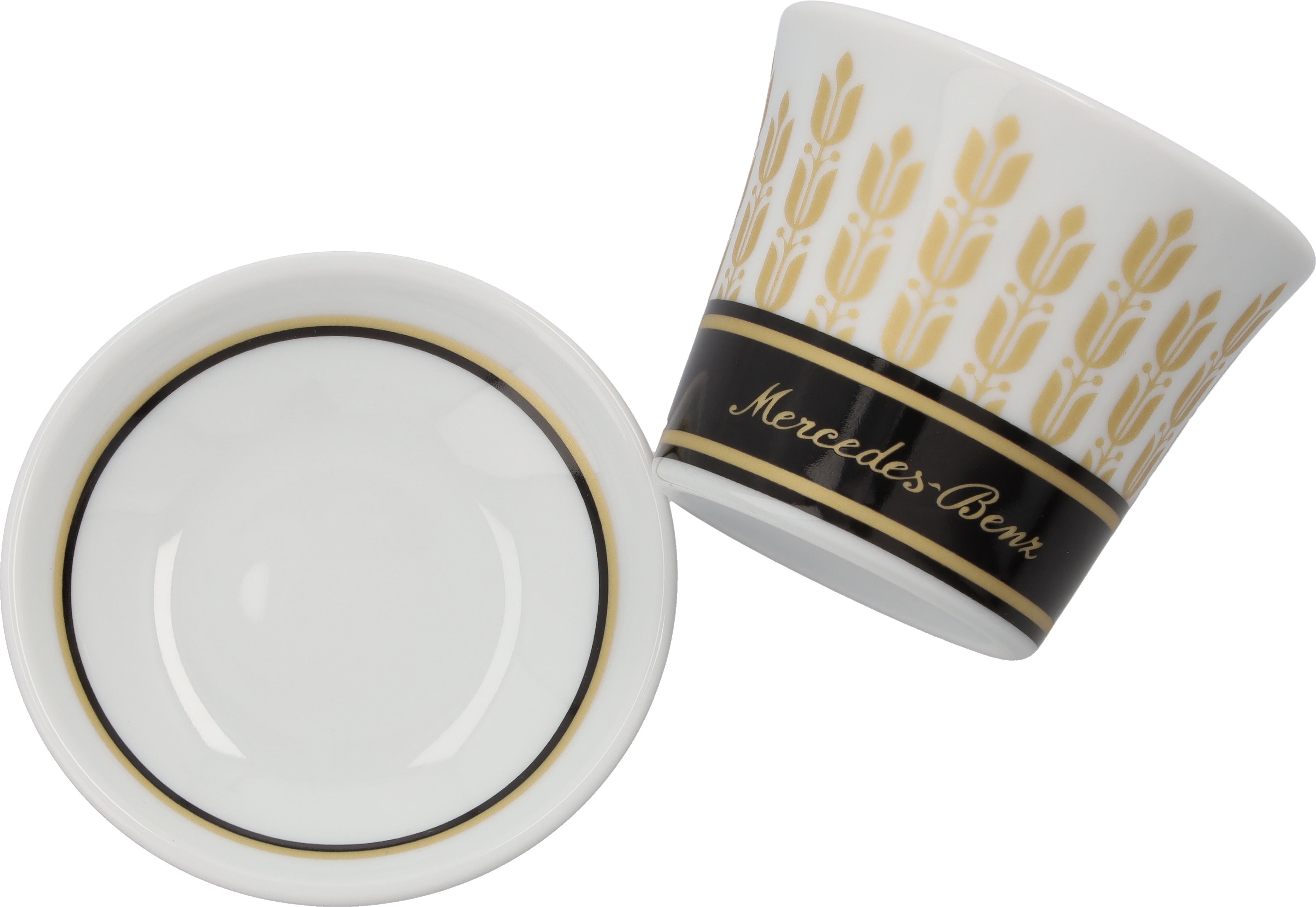 Espressokoppar, Set, 4-delat - svart / vit / guldfärgad, Porslin, 90 ml, Kahla
