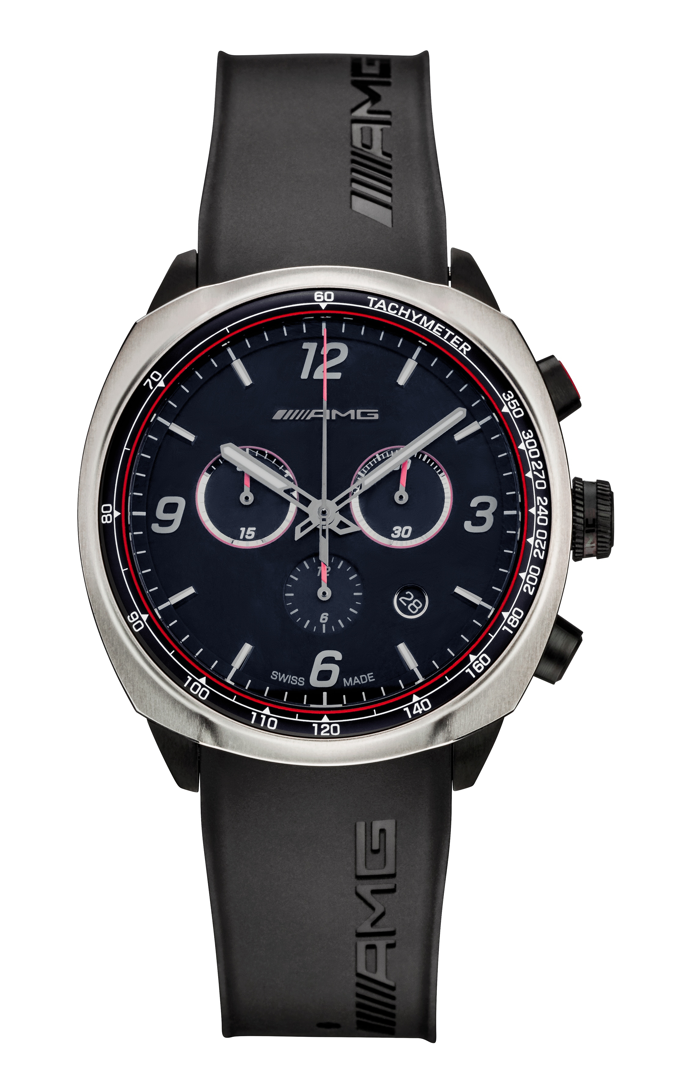 Armbandsur, Herr, AMG, Essentials Chronograph - svart / antracit / röd, Rostfritt stål / Titan / Kautschuk