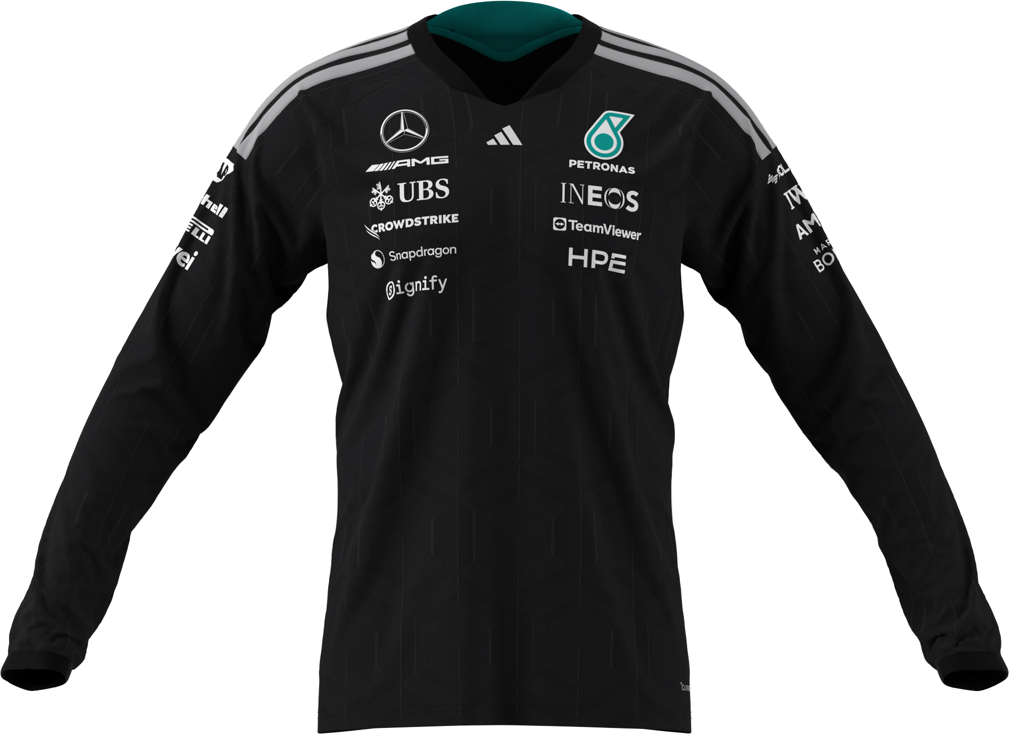 Långärmad herr, Förare, Mercedes-AMG F1 - svart, XS
