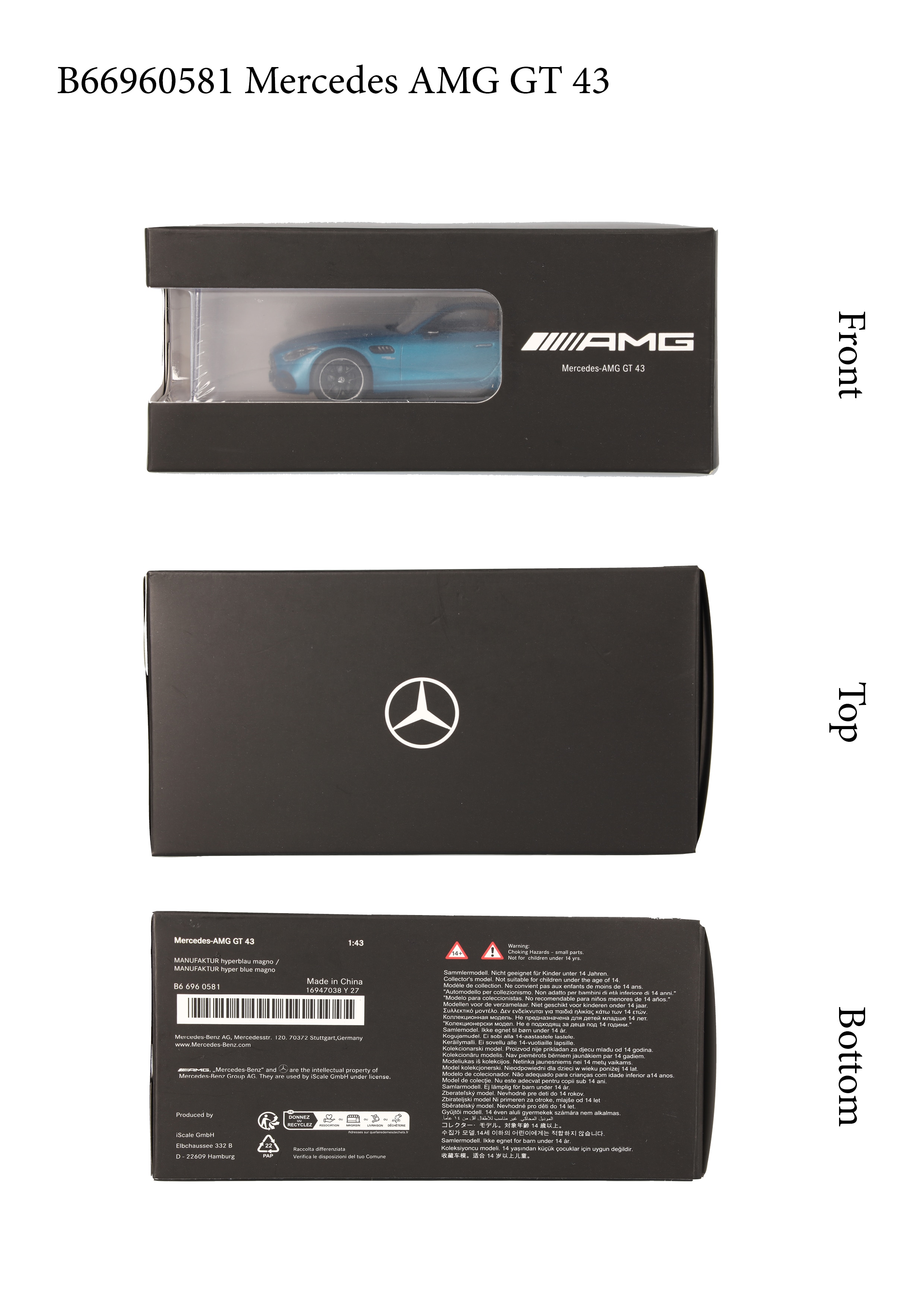 Mercedes-AMG GT 43, C192 - hyperblå, iScale, 1:43