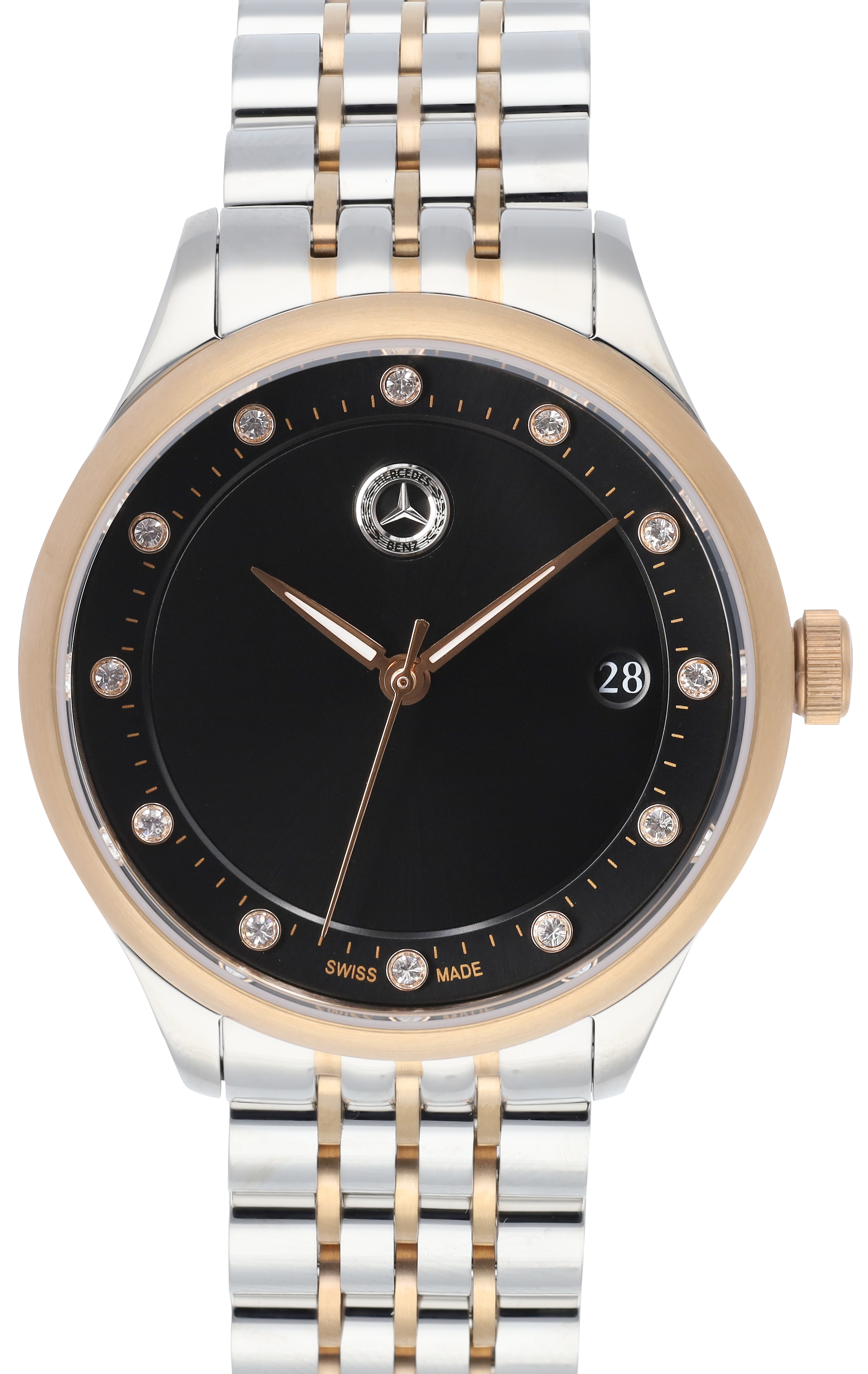 Armbandsur dam, Classic, Elegance - svart / silverfärg / roséguldfärgad, Rostfritt stål