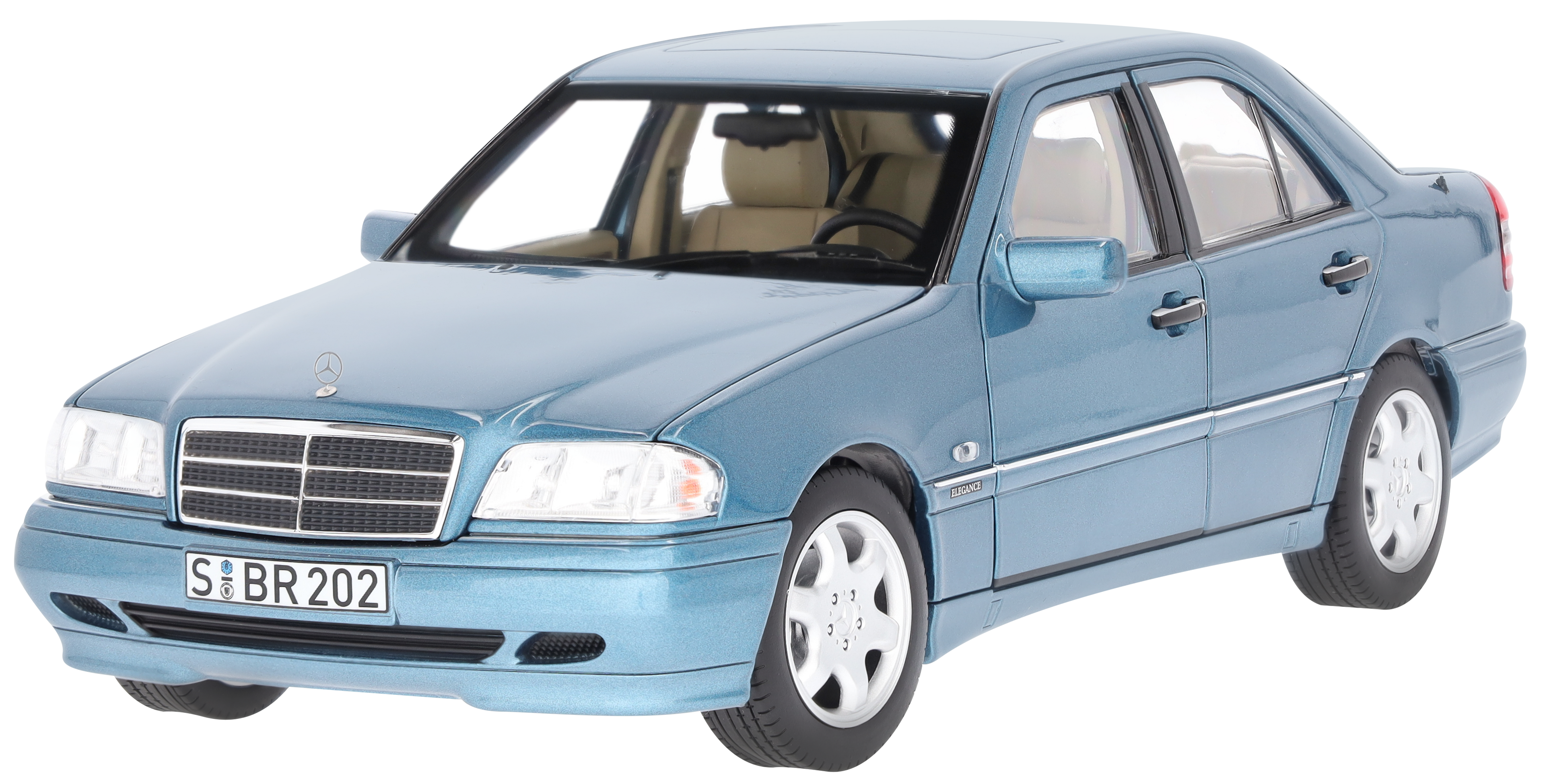 C 200 Sedan W 202 (1997–2001) - akvamarinblå, Norev, 1:18