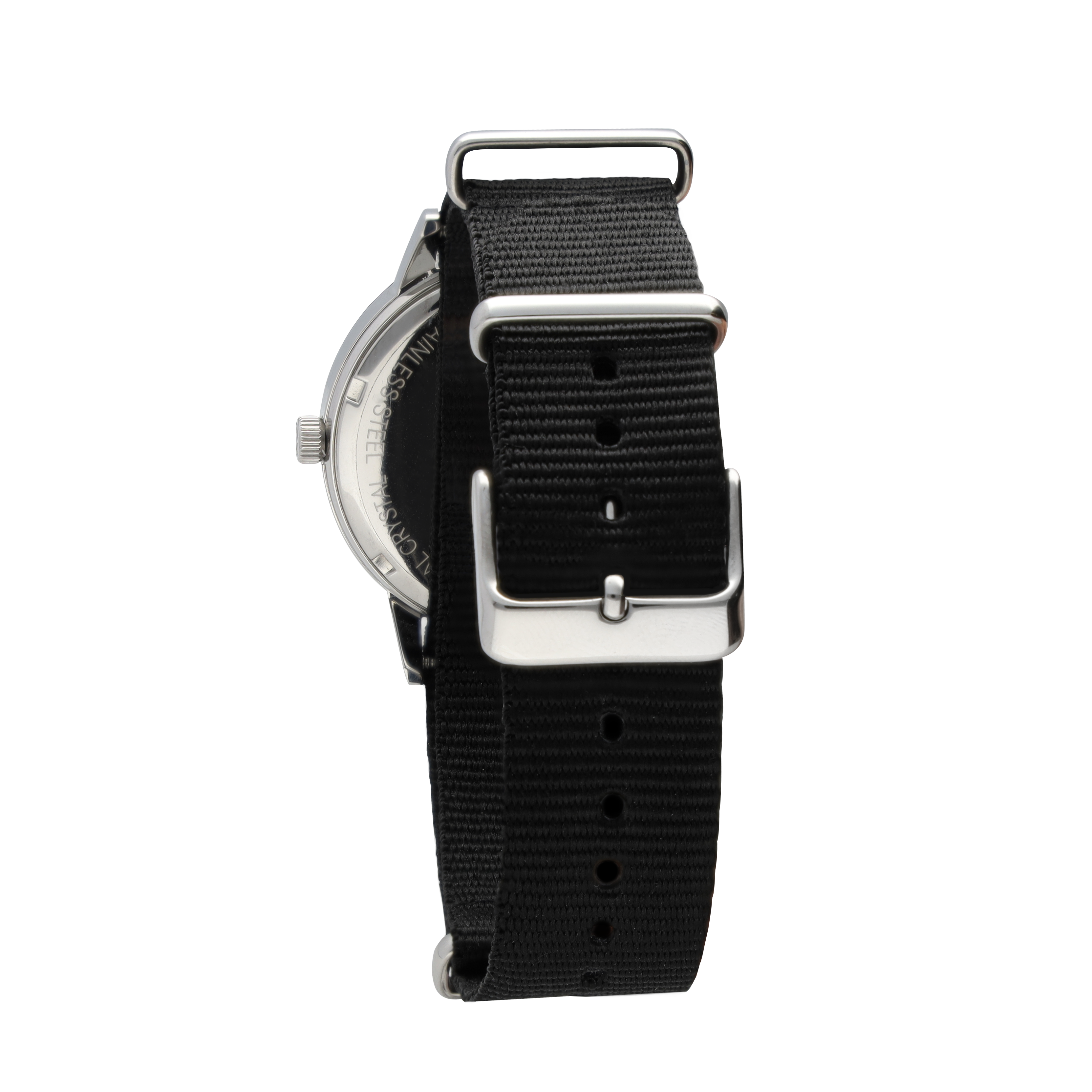 Armbandsur herr - svart / blå / silverfärg, Rostfritt stål / Nylon