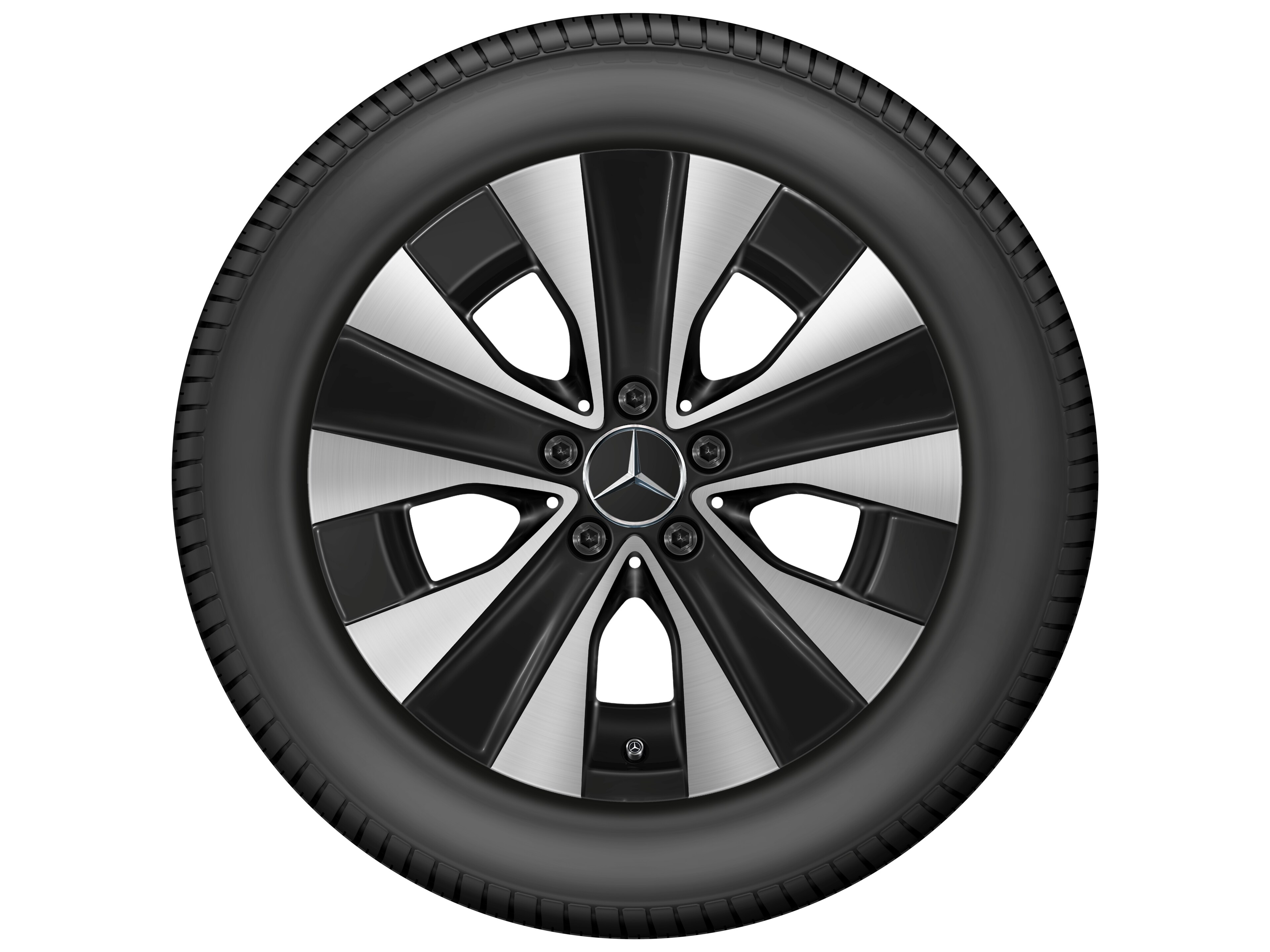 Fälg i 5-ekerdesign, 43,2 cm (17 tum), Aero - 7 J x 17 ET 51, svart, glanssvarvad