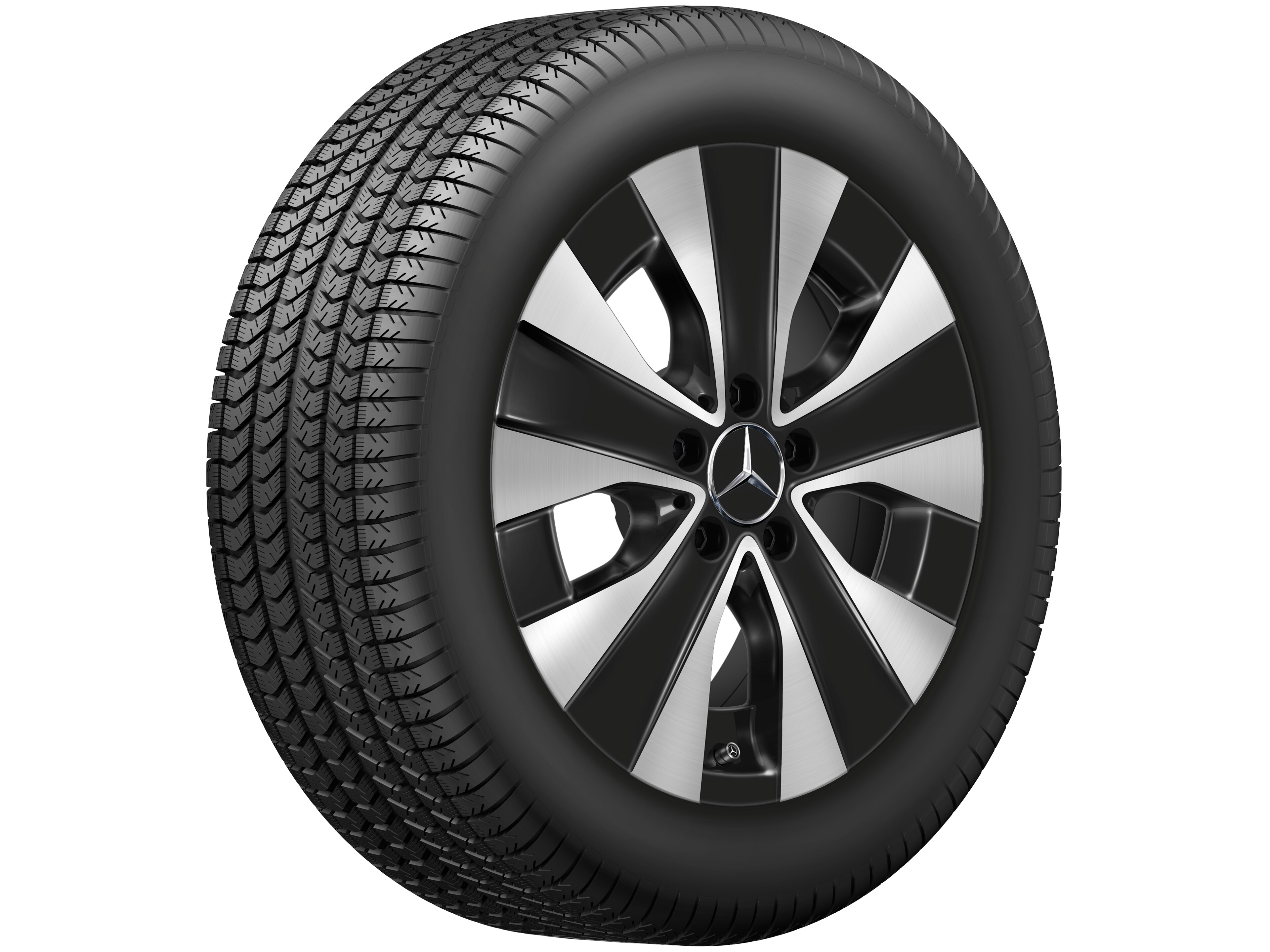Fälg i 5-ekerdesign, 43,2 cm (17 tum), Aero - 7 J x 17 ET 51, svart, glanssvarvad