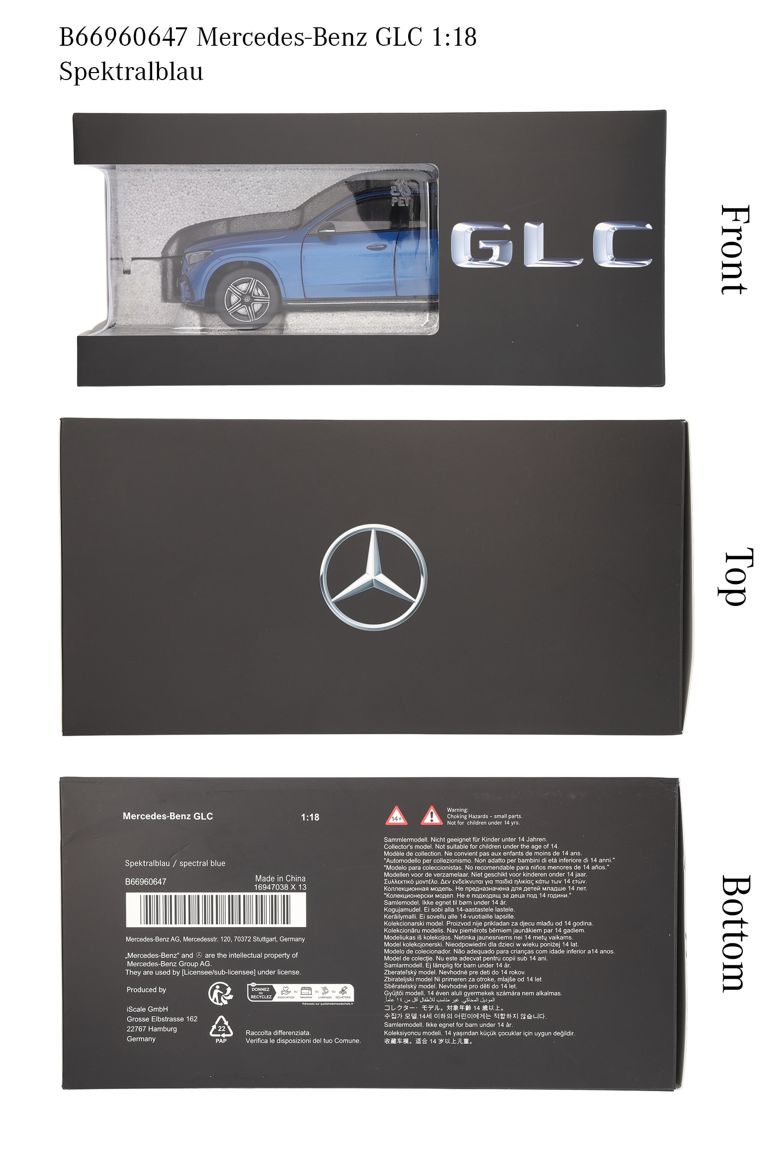 GLC, AMG Line, X254 - spektralblå, iScale, 1:18